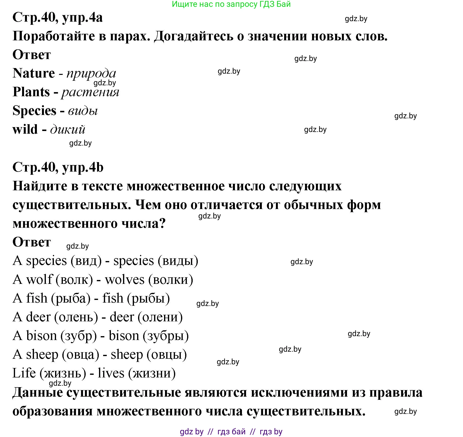 Английский язык (english), 6 класс Учебник, авторы: Юхнель Наталья Валентиновна, Наумова Елена Георгиевна, Малиновская Елена Александровна, издательство Адукацыя i выхаванне, Минск, 2021, страница 40, номер 4, Решение