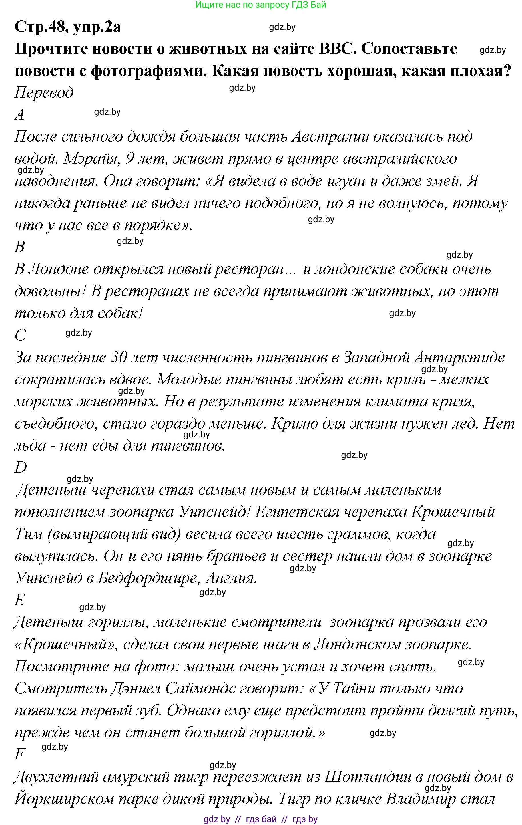 Английский язык (english), 6 класс Учебник, авторы: Юхнель Наталья Валентиновна, Наумова Елена Георгиевна, Малиновская Елена Александровна, издательство Адукацыя i выхаванне, Минск, 2021, страница 48, номер 2, Решение