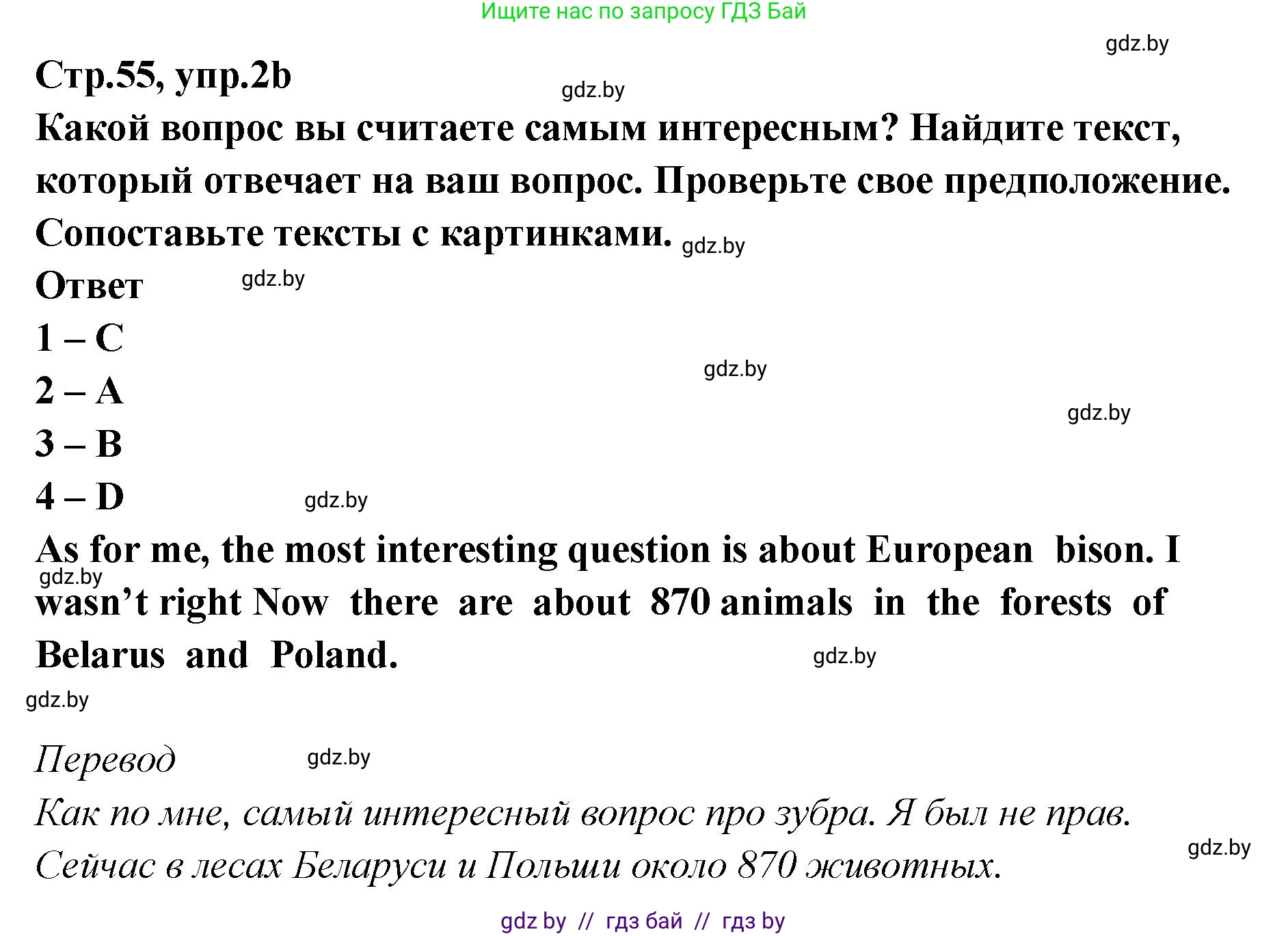 Английский язык (english), 6 класс Учебник, авторы: Юхнель Наталья Валентиновна, Наумова Елена Георгиевна, Малиновская Елена Александровна, издательство Адукацыя i выхаванне, Минск, 2021, страница 55, номер 2, Решение (продолжение 2)