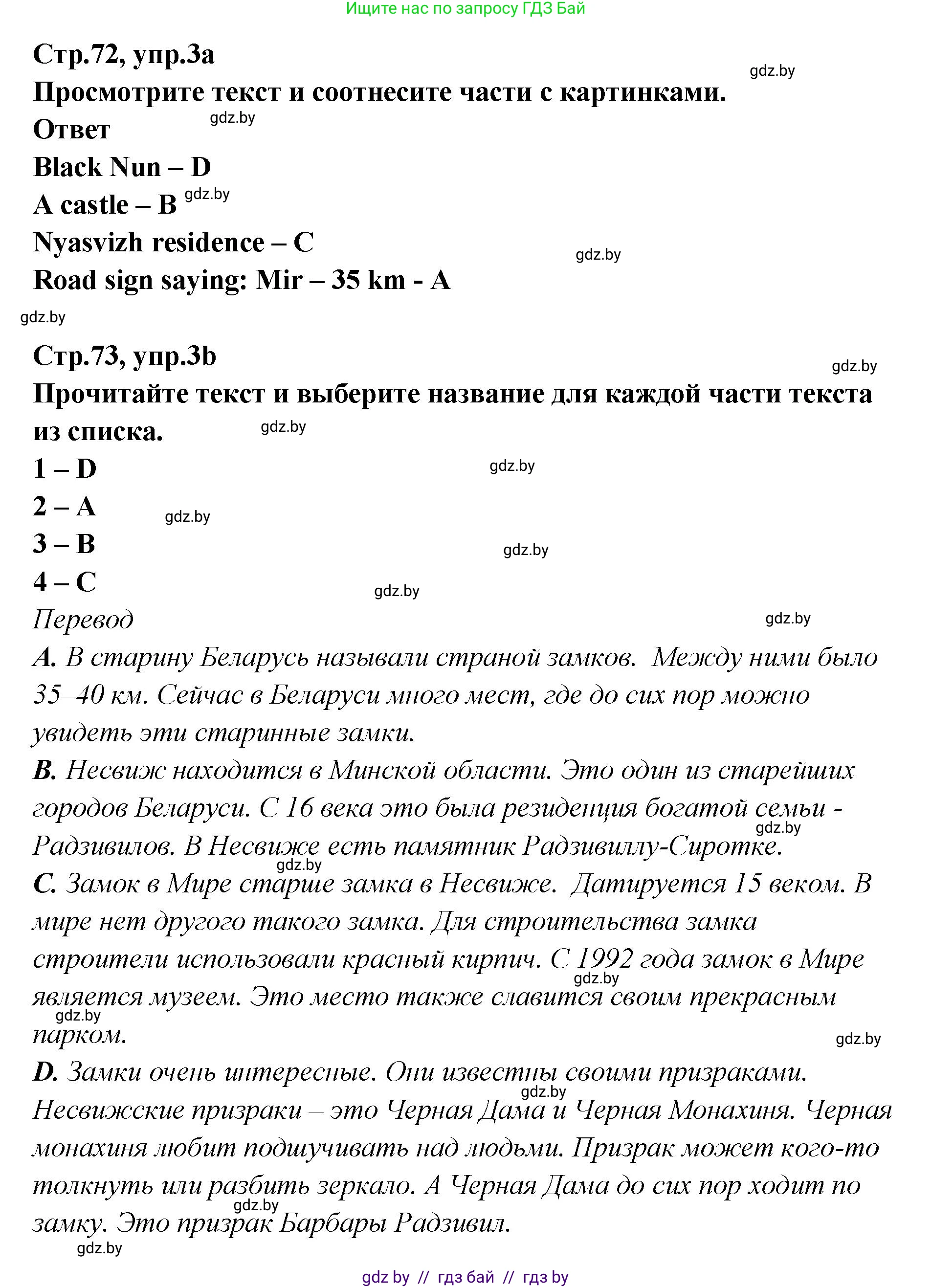 Английский язык (english), 6 класс Учебник, авторы: Юхнель Наталья Валентиновна, Наумова Елена Георгиевна, Малиновская Елена Александровна, издательство Адукацыя i выхаванне, Минск, 2021, страница 72, номер 3, Решение