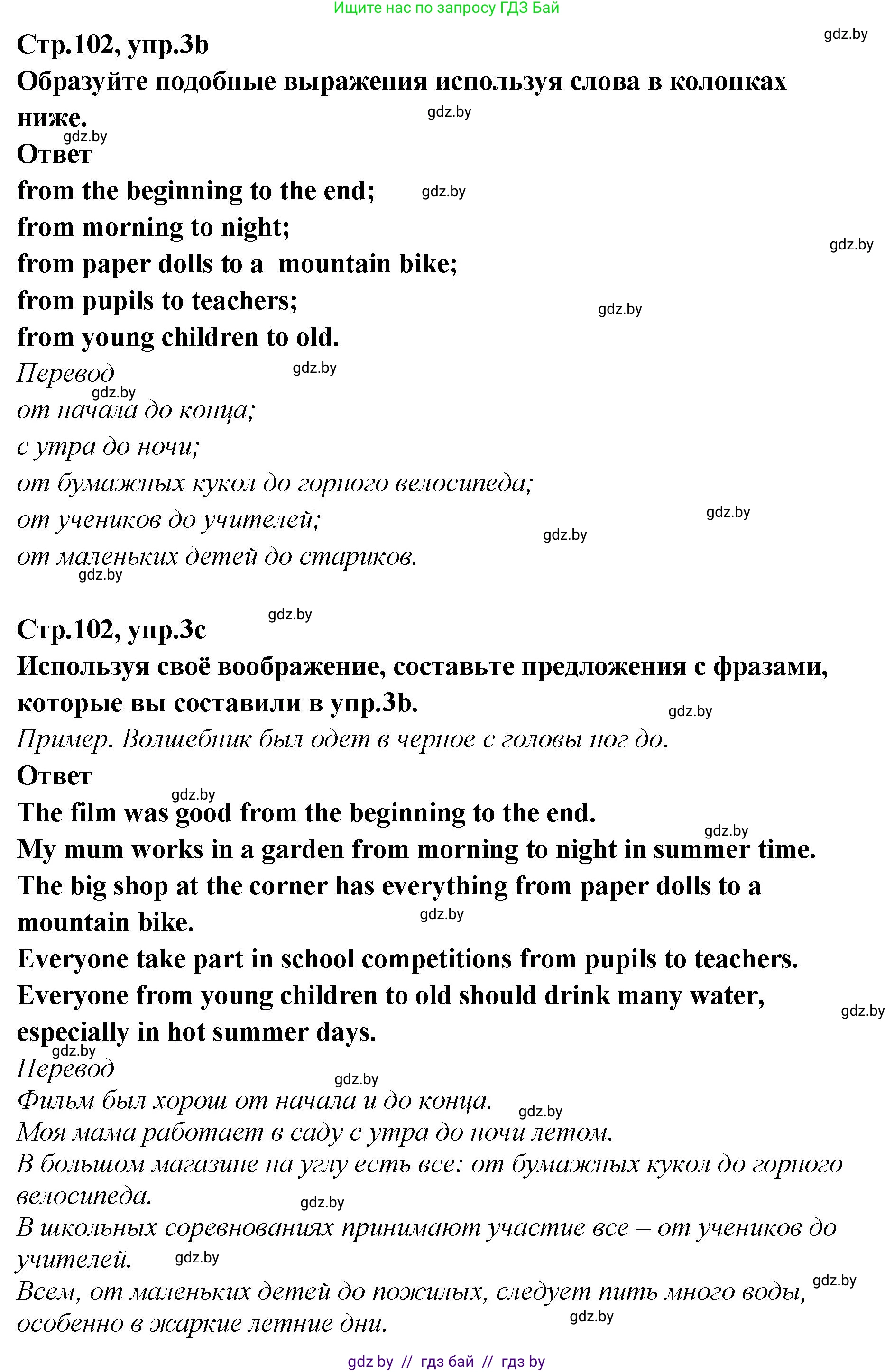 Английский язык (english), 6 класс Учебник, авторы: Юхнель Наталья Валентиновна, Наумова Елена Георгиевна, Малиновская Елена Александровна, издательство Адукацыя i выхаванне, Минск, 2021, страница 102, номер 3, Решение (продолжение 2)