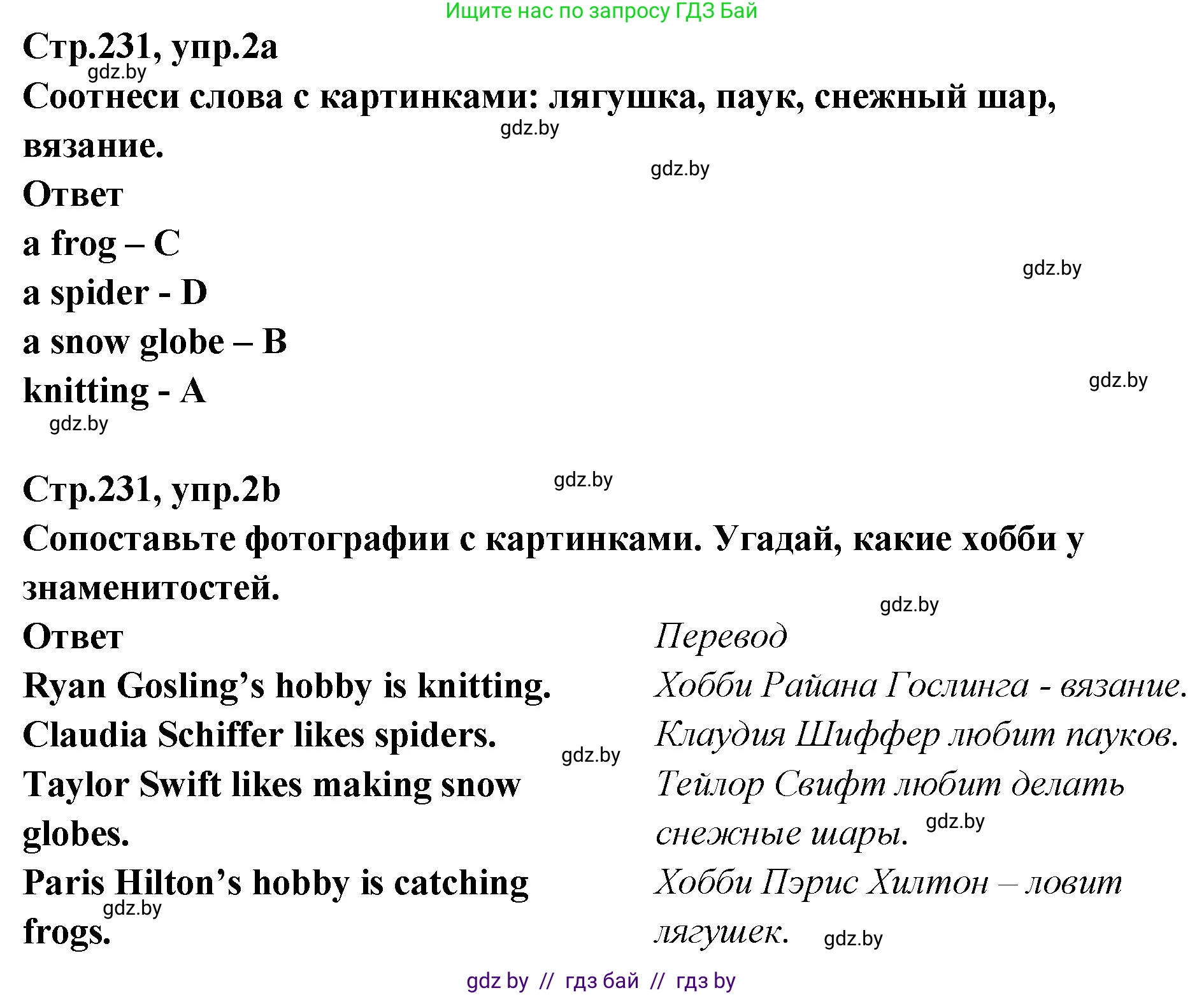 Английский язык (english), 6 класс Учебник, авторы: Юхнель Наталья Валентиновна, Наумова Елена Георгиевна, Малиновская Елена Александровна, издательство Адукацыя i выхаванне, Минск, 2021, страница 231, номер 2, Решение