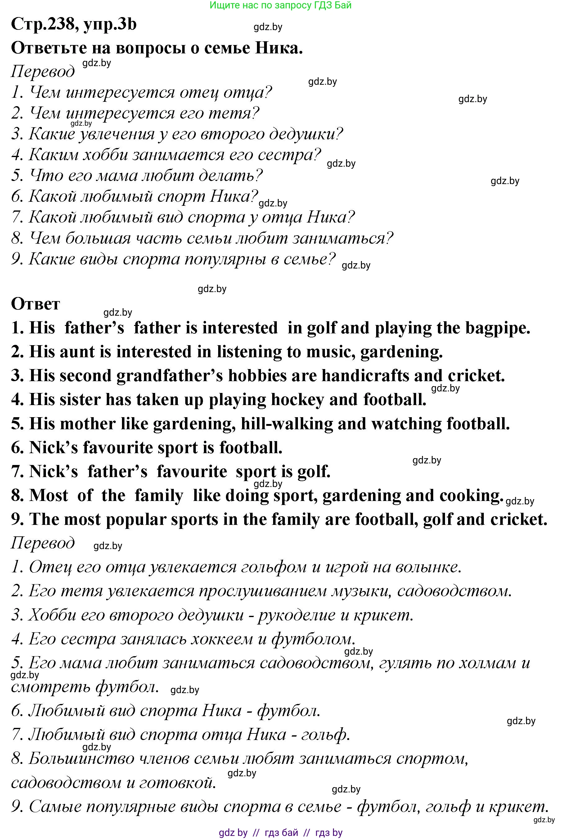 Английский язык (english), 6 класс Учебник, авторы: Юхнель Наталья Валентиновна, Наумова Елена Георгиевна, Малиновская Елена Александровна, издательство Адукацыя i выхаванне, Минск, 2021, страница 238, номер 3, Решение (продолжение 2)