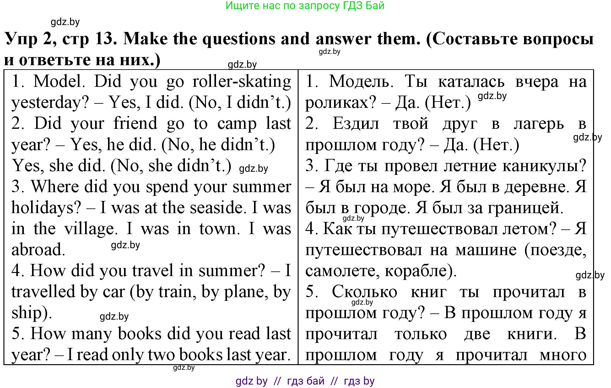 Английский язык (english), 6 класс Тетрадь по грамматике (grammar), авторы: Севрюкова Татьяна Юрьевна, Юхнель Наталья Валентиновна, Бушуева Эдите Владиславовна, издательство Аверсэв, Минск, 2022, зелёного цвета, страница 13, номер 2, Решение