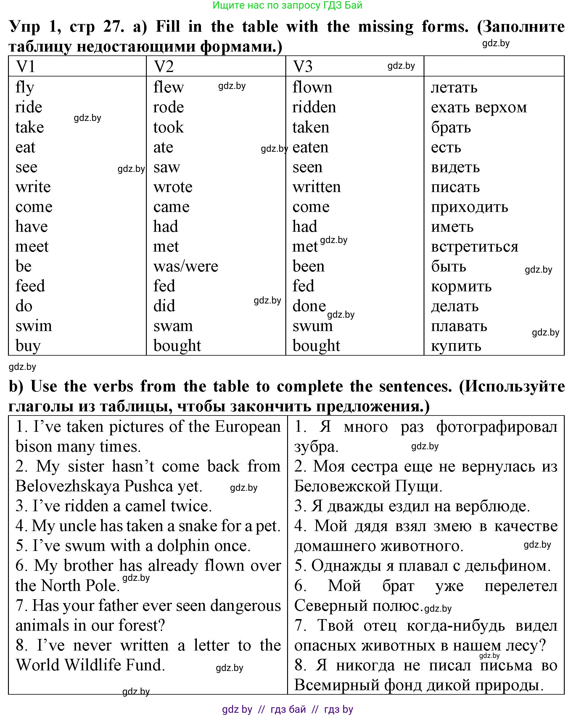 Английский язык (english), 6 класс Тетрадь по грамматике (grammar), авторы: Севрюкова Татьяна Юрьевна, Юхнель Наталья Валентиновна, Бушуева Эдите Владиславовна, издательство Аверсэв, Минск, 2022, зелёного цвета, страница 27, номер 1, Решение