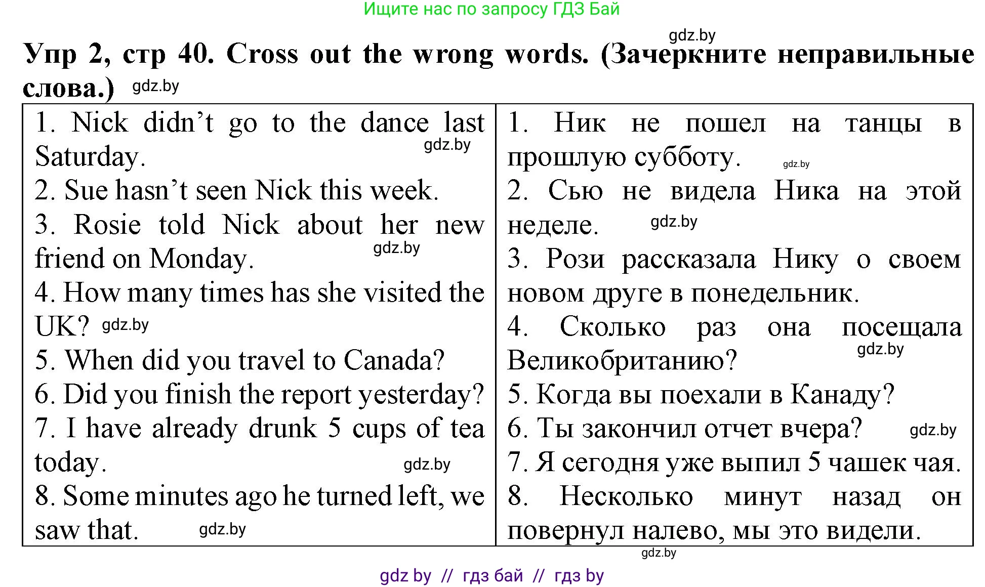 Английский язык (english), 6 класс Тетрадь по грамматике (grammar), авторы: Севрюкова Татьяна Юрьевна, Юхнель Наталья Валентиновна, Бушуева Эдите Владиславовна, издательство Аверсэв, Минск, 2022, зелёного цвета, страница 40, номер 2, Решение