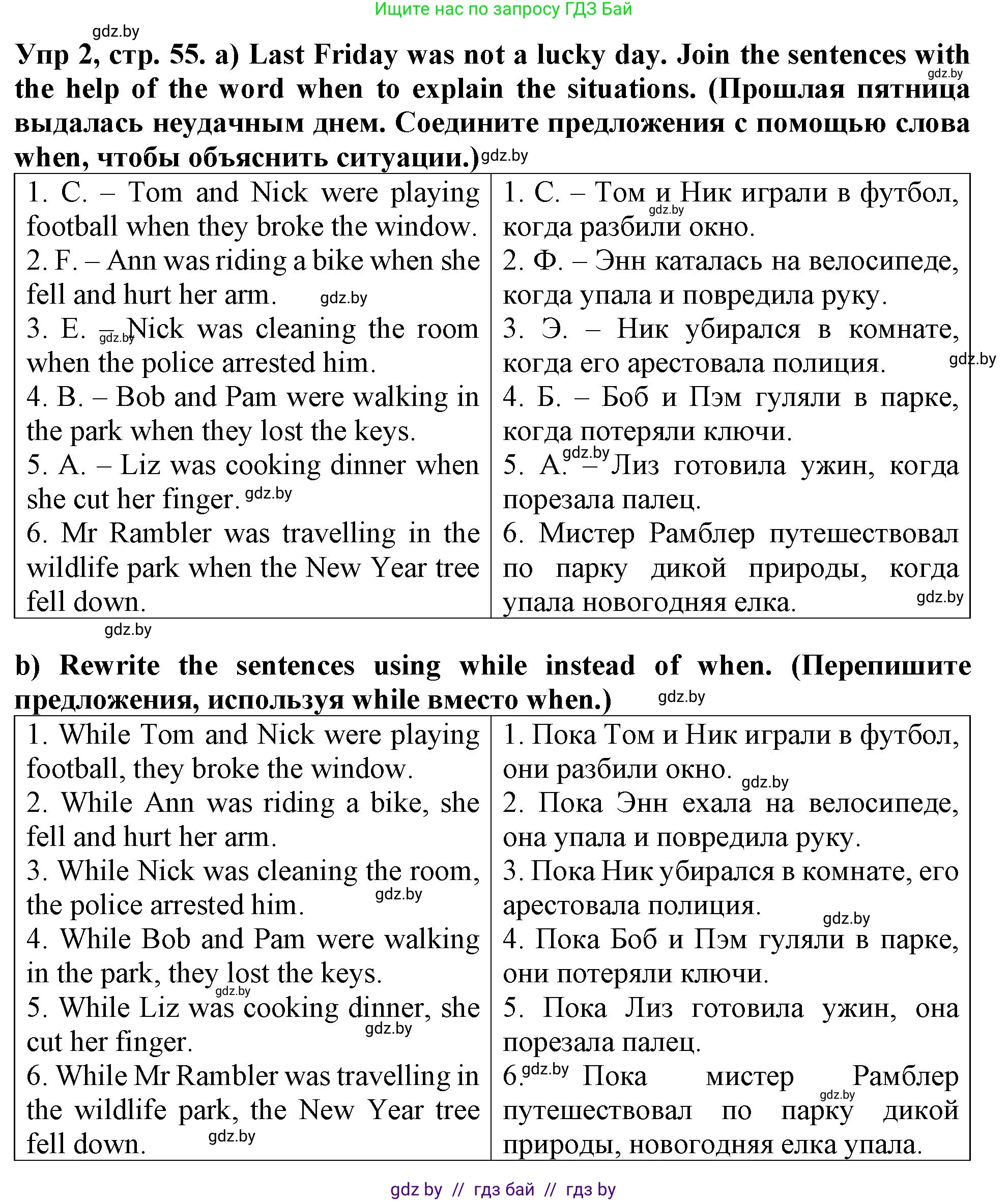 Английский язык (english), 6 класс Тетрадь по грамматике (grammar), авторы: Севрюкова Татьяна Юрьевна, Юхнель Наталья Валентиновна, Бушуева Эдите Владиславовна, издательство Аверсэв, Минск, 2022, зелёного цвета, страница 55, номер 2, Решение