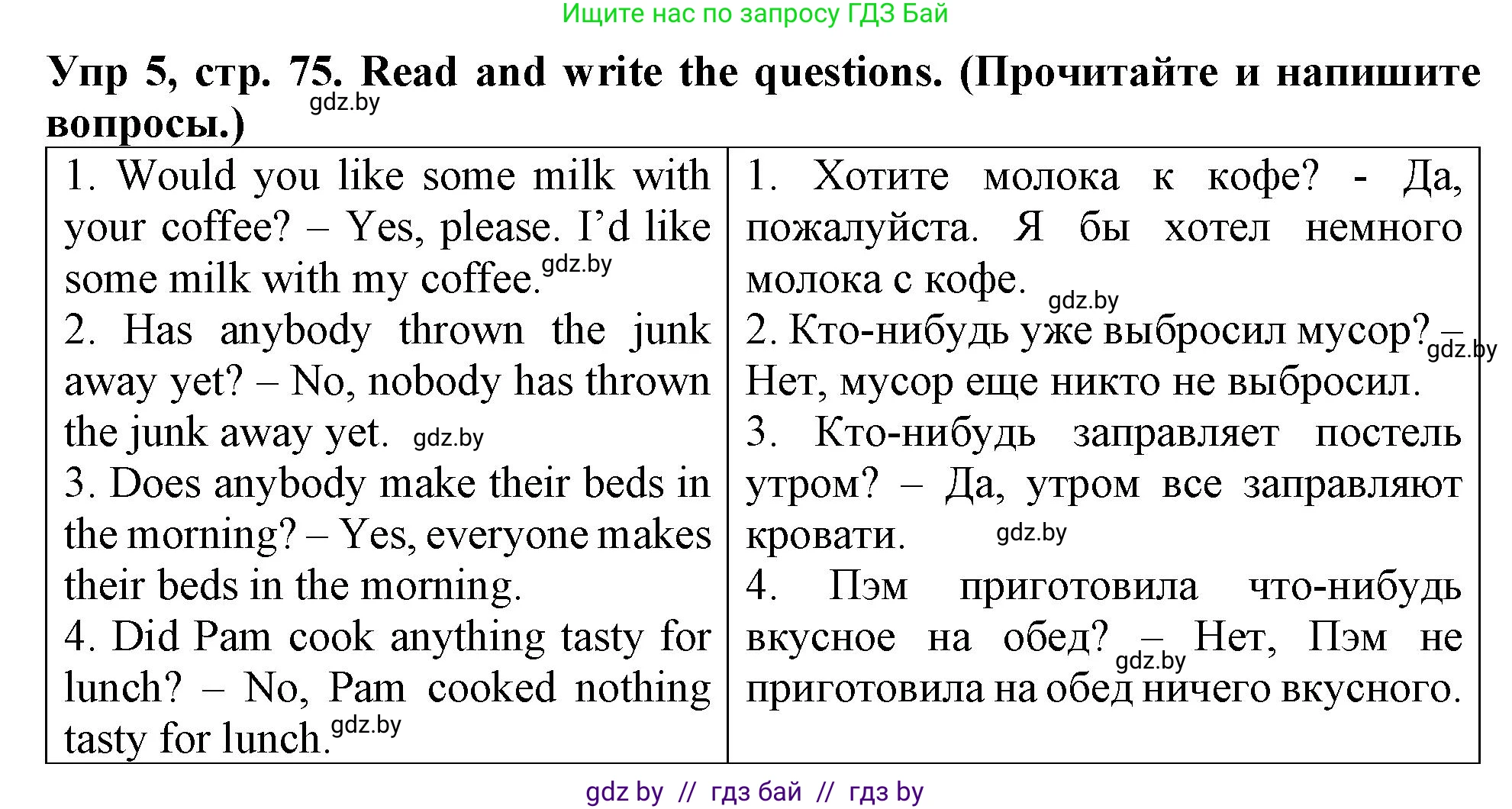 Английский язык (english), 6 класс Тетрадь по грамматике (grammar), авторы: Севрюкова Татьяна Юрьевна, Юхнель Наталья Валентиновна, Бушуева Эдите Владиславовна, издательство Аверсэв, Минск, 2022, зелёного цвета, страница 75, номер 5, Решение