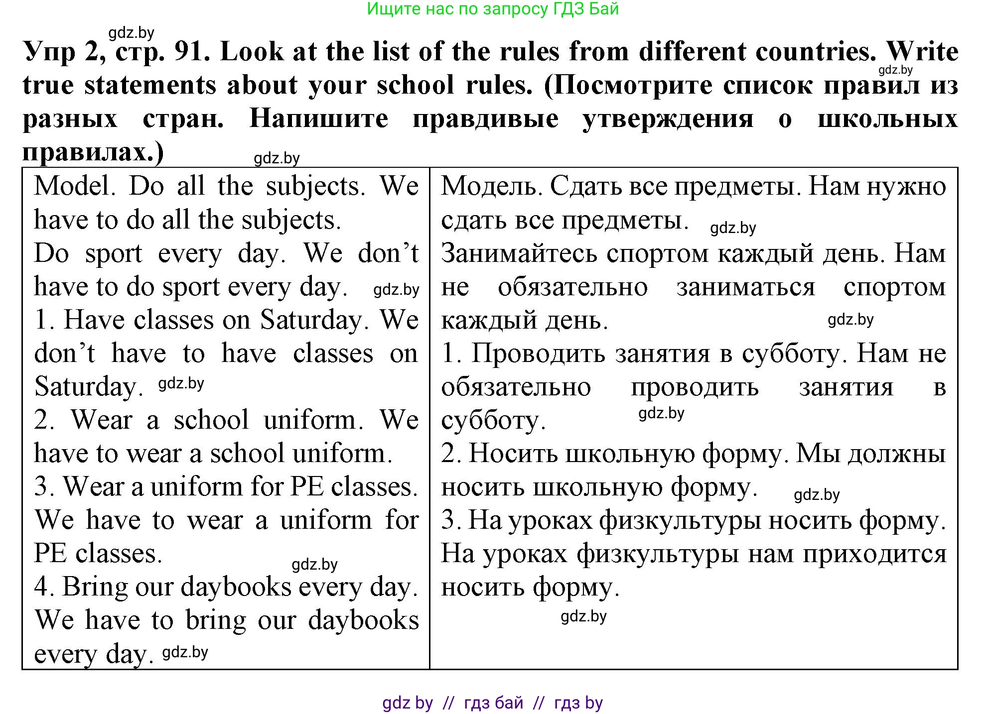 Английский язык (english), 6 класс Тетрадь по грамматике (grammar), авторы: Севрюкова Татьяна Юрьевна, Юхнель Наталья Валентиновна, Бушуева Эдите Владиславовна, издательство Аверсэв, Минск, 2022, зелёного цвета, страница 91, номер 2, Решение