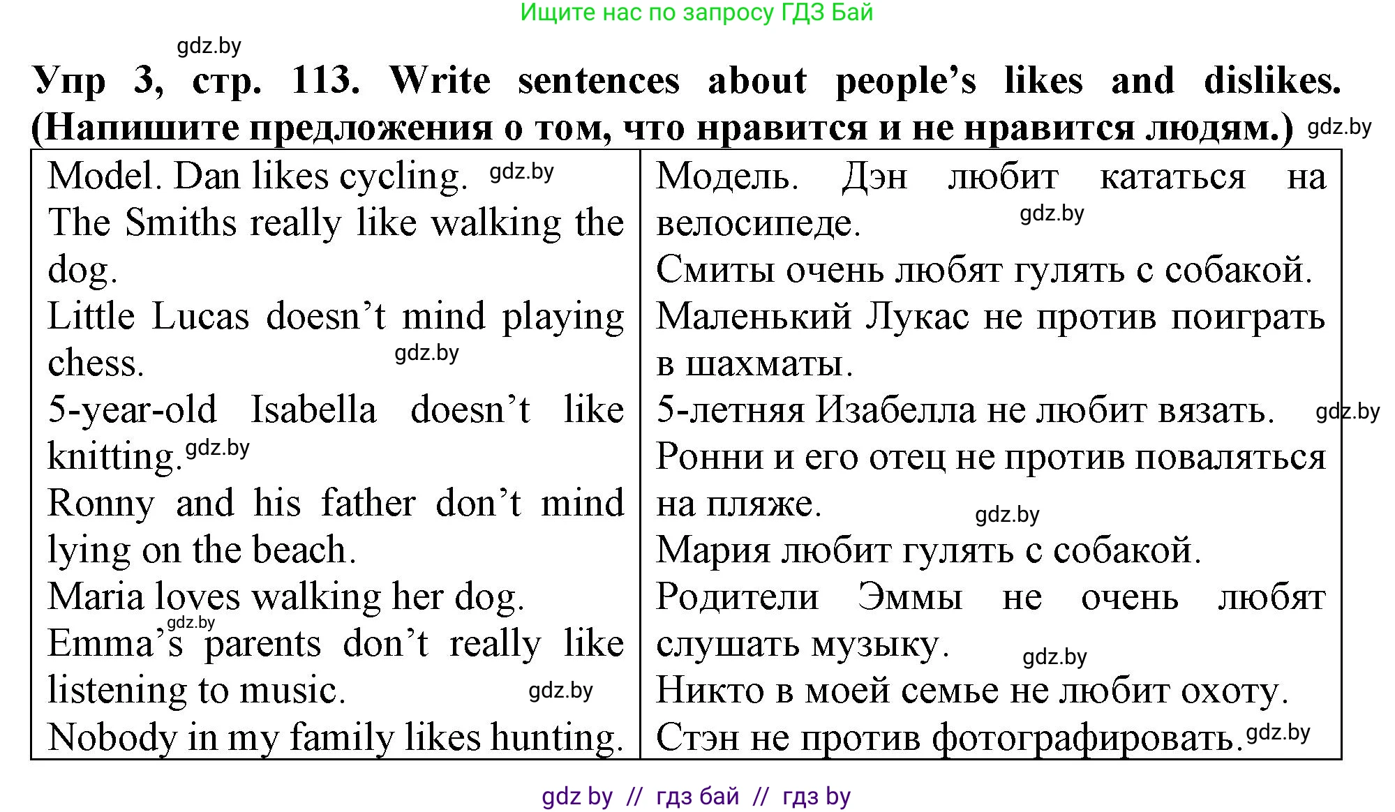 Английский язык (english), 6 класс Тетрадь по грамматике (grammar), авторы: Севрюкова Татьяна Юрьевна, Юхнель Наталья Валентиновна, Бушуева Эдите Владиславовна, издательство Аверсэв, Минск, 2022, зелёного цвета, страница 113, номер 3, Решение