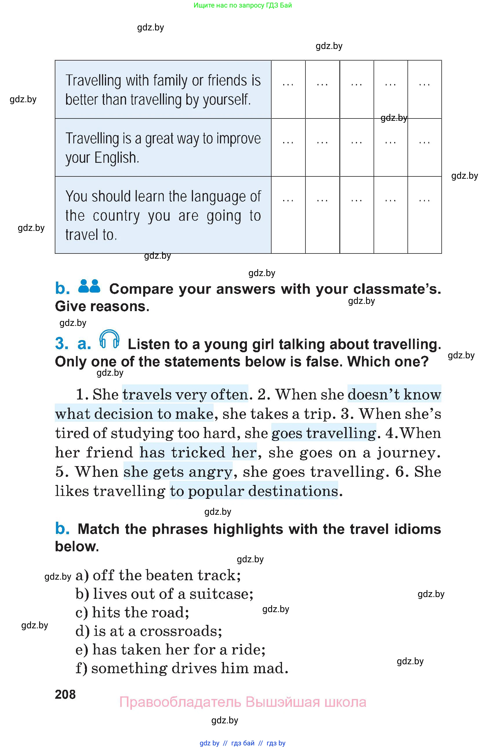 Английский язык (english), 7 класс Учебник (Student's book), авторы: Юхнель Наталья Валентиновна, Демченко Наталья Валентиновна, Наумова Елена Георгиевна, Романчук Вероника Романовна, издательство Вышэйшая школа, Минск, 2023, страница 208