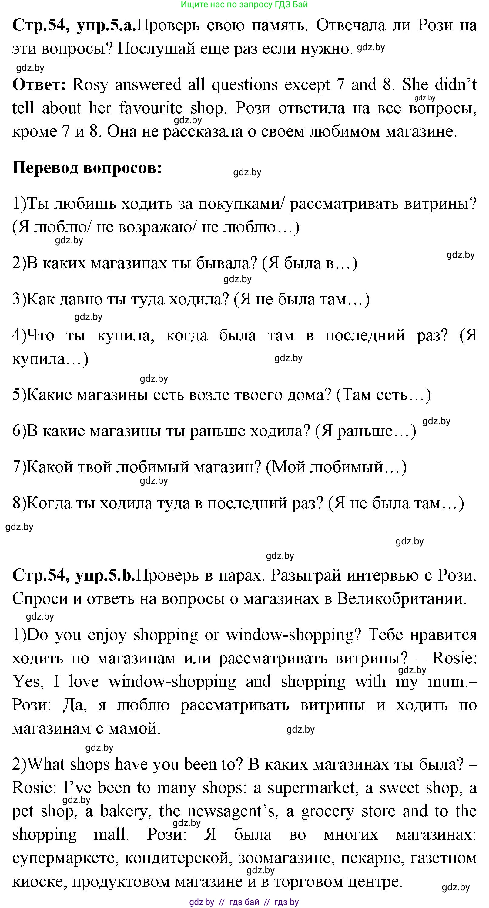 Английский язык (english), 7 класс Учебник (Student's book), авторы: Юхнель Наталья Валентиновна, Демченко Наталья Валентиновна, Наумова Елена Георгиевна, Романчук Вероника Романовна, издательство Вышэйшая школа, Минск, 2023, страница 54, номер 5, Решение