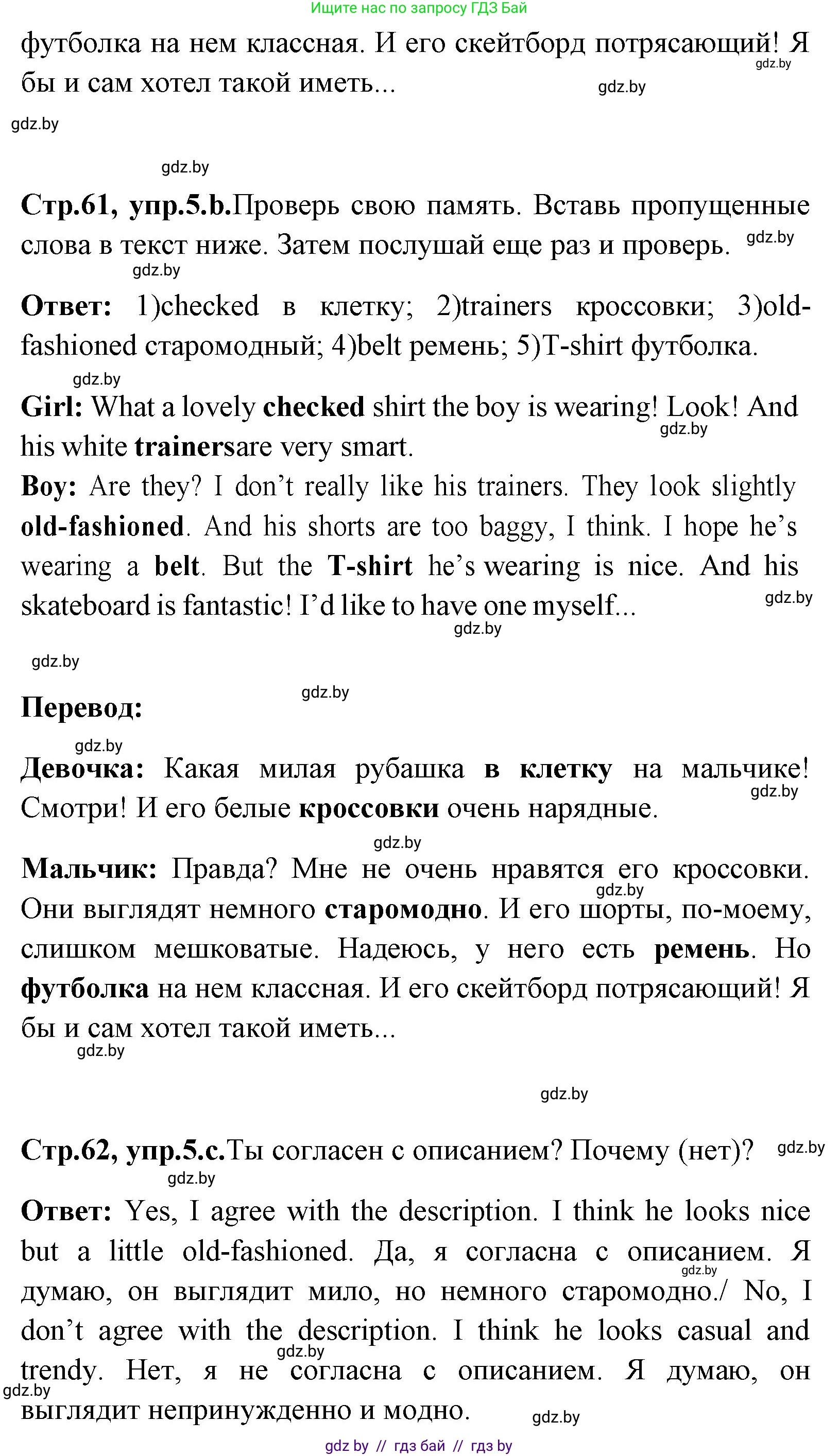 Английский язык (english), 7 класс Учебник (Student's book), авторы: Юхнель Наталья Валентиновна, Демченко Наталья Валентиновна, Наумова Елена Георгиевна, Романчук Вероника Романовна, издательство Вышэйшая школа, Минск, 2023, страница 61, номер 5, Решение (продолжение 2)