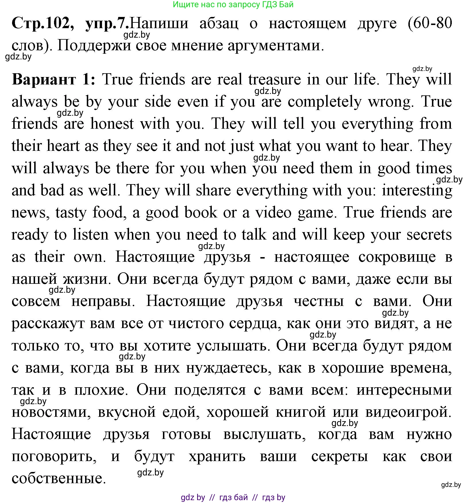 Английский язык (english), 7 класс Учебник (Student's book), авторы: Юхнель Наталья Валентиновна, Демченко Наталья Валентиновна, Наумова Елена Георгиевна, Романчук Вероника Романовна, издательство Вышэйшая школа, Минск, 2023, страница 102, номер 7, Решение