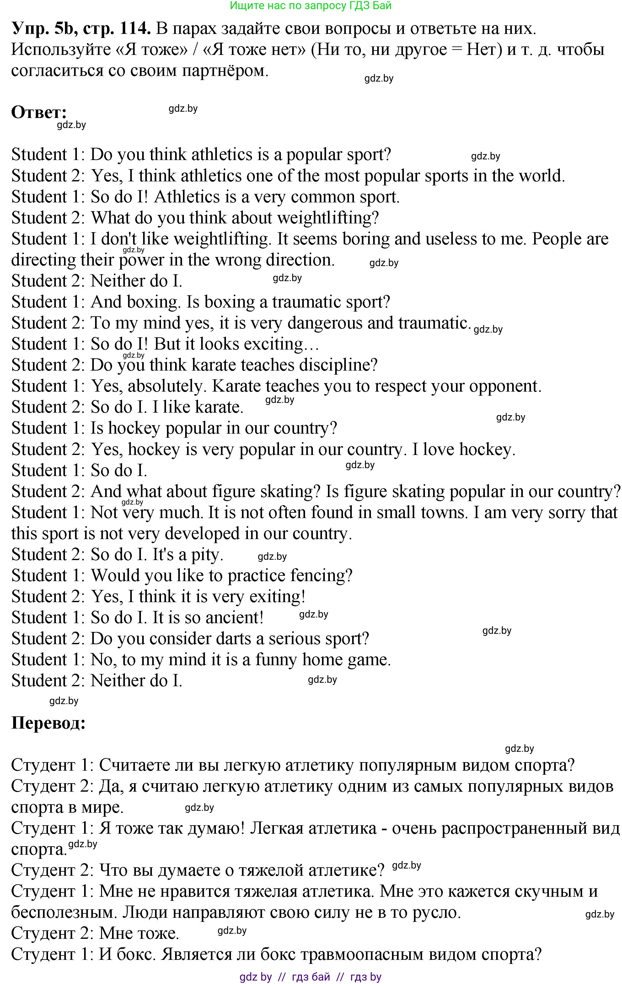 Английский язык (english), 7 класс Учебник (Student's book), авторы: Юхнель Наталья Валентиновна, Демченко Наталья Валентиновна, Наумова Елена Георгиевна, Романчук Вероника Романовна, издательство Вышэйшая школа, Минск, 2023, страница 114, номер 5, Решение (продолжение 2)