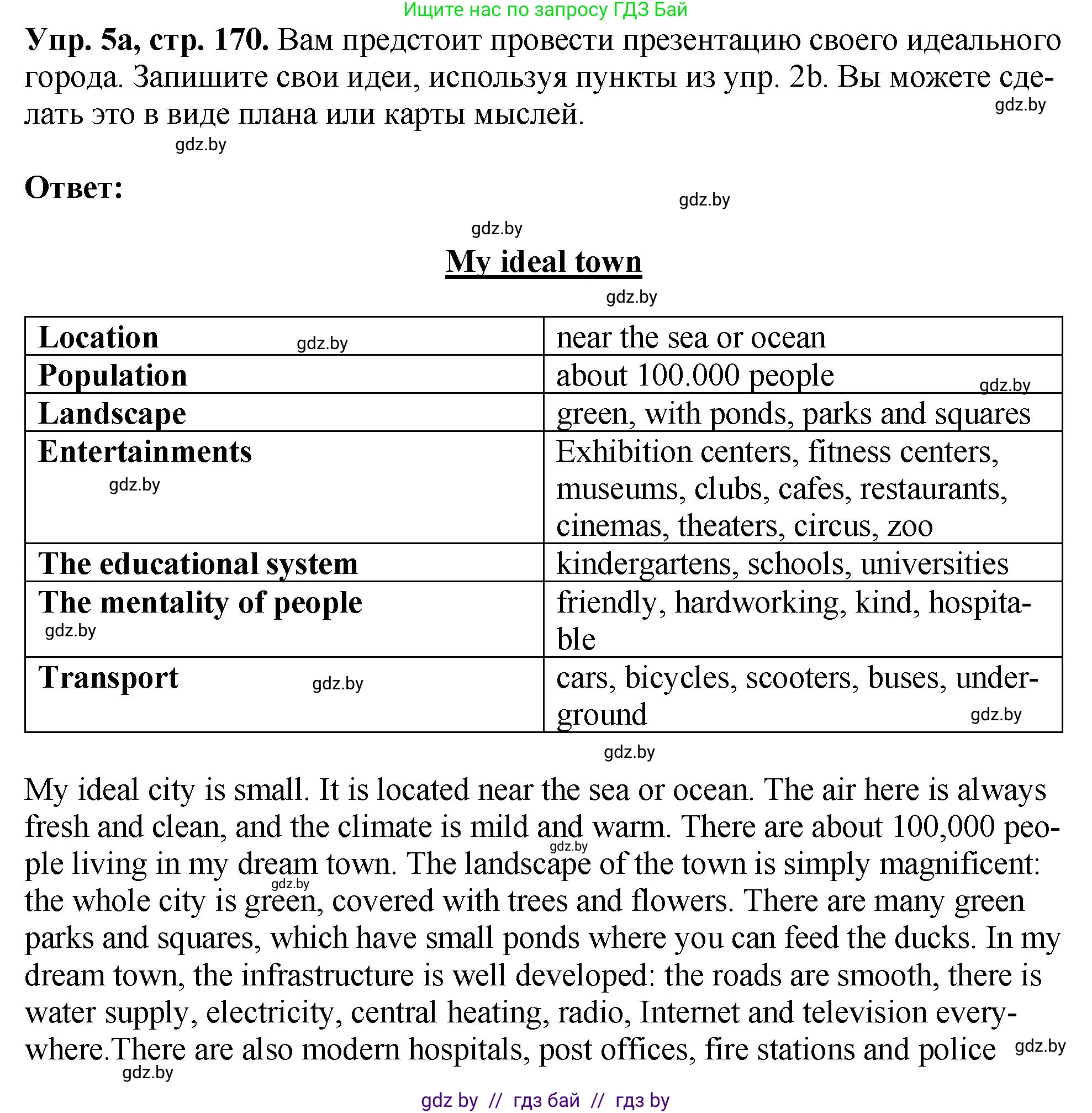 Английский язык (english), 7 класс Учебник (Student's book), авторы: Юхнель Наталья Валентиновна, Демченко Наталья Валентиновна, Наумова Елена Георгиевна, Романчук Вероника Романовна, издательство Вышэйшая школа, Минск, 2023, страница 170, номер 5, Решение
