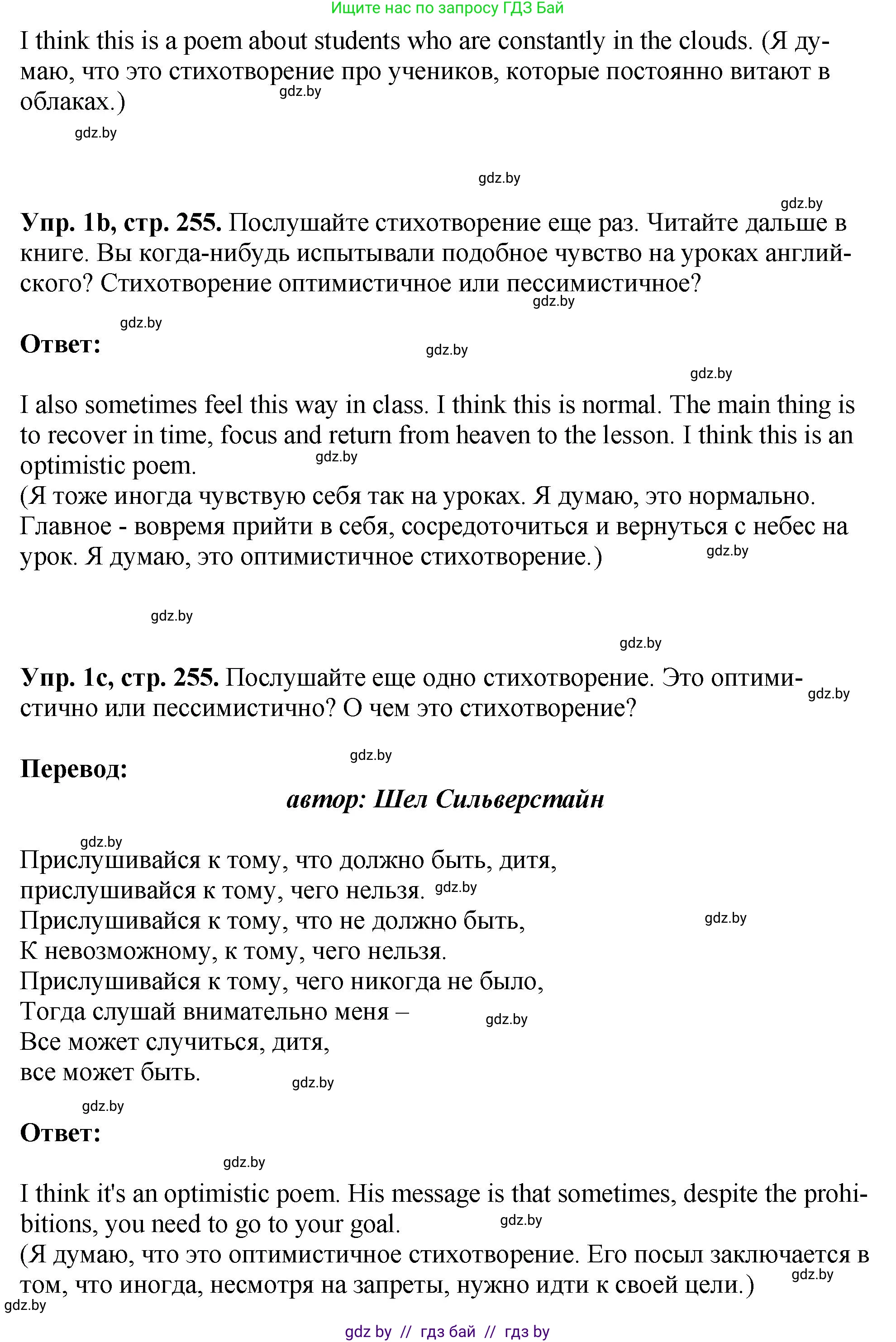 Английский язык (english), 7 класс Учебник (Student's book), авторы: Юхнель Наталья Валентиновна, Демченко Наталья Валентиновна, Наумова Елена Георгиевна, Романчук Вероника Романовна, издательство Вышэйшая школа, Минск, 2023, страница 255, номер 1, Решение (продолжение 2)