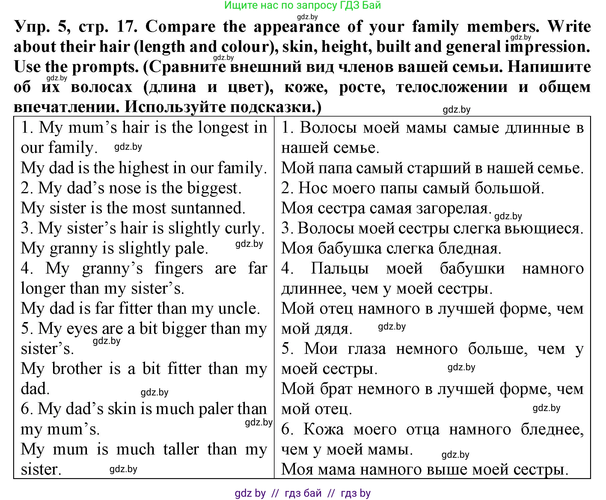 Английский язык (english), 7 класс Тетрадь по грамматике (grammar), авторы: Севрюкова Татьяна Юрьевна, Бушуева Эдите Владиславовна, Юхнель Наталья Валентиновна, издательство Аверсэв, Минск, 2023, страница 17, номер 5, Решение