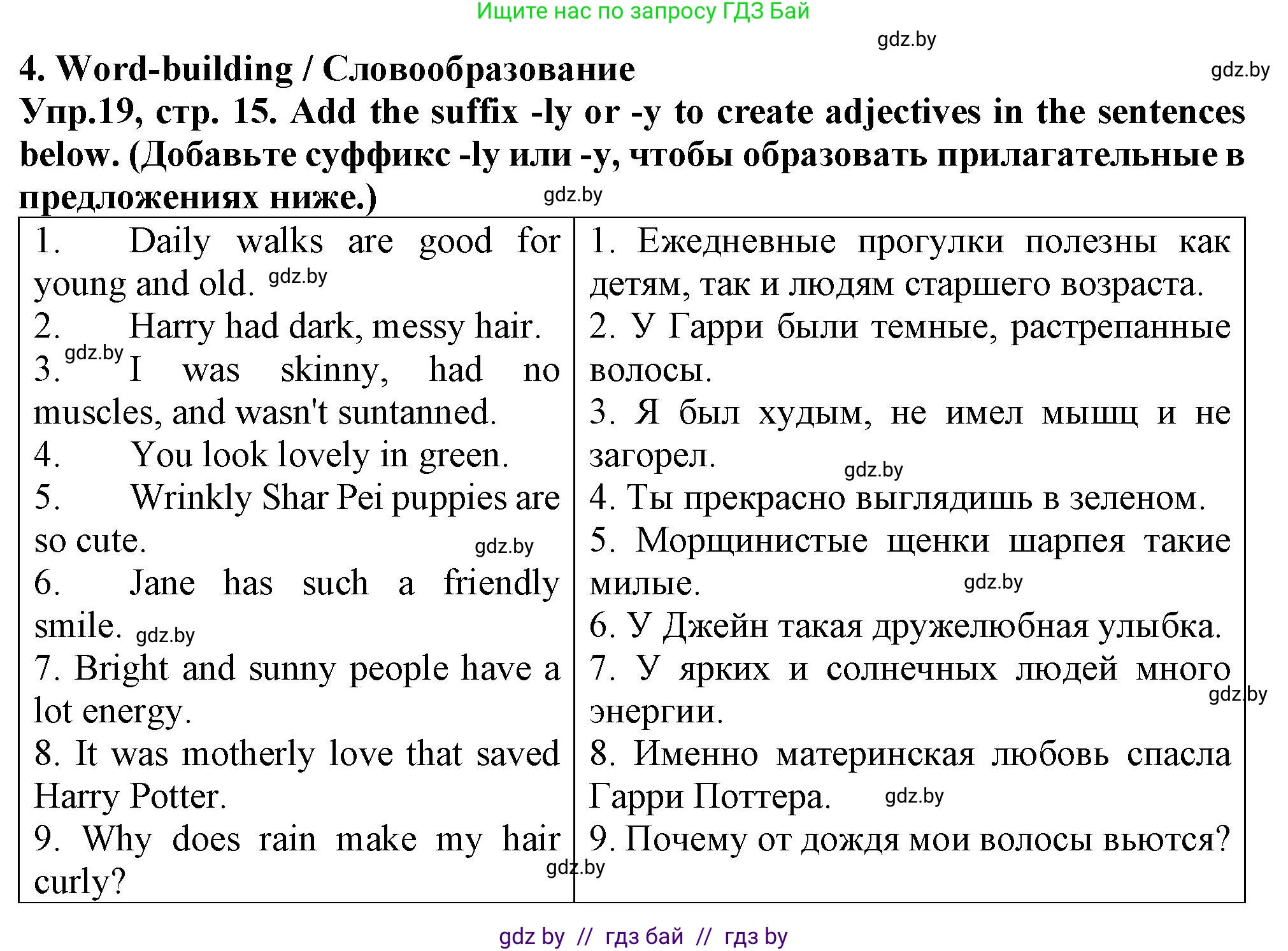Английский язык (english), 7 класс Тетрадь по грамматике (grammar), авторы: Севрюкова Татьяна Юрьевна, Бушуева Эдите Владиславовна, Юхнель Наталья Валентиновна, издательство Аверсэв, Минск, 2023, страница 15, номер 19, Решение