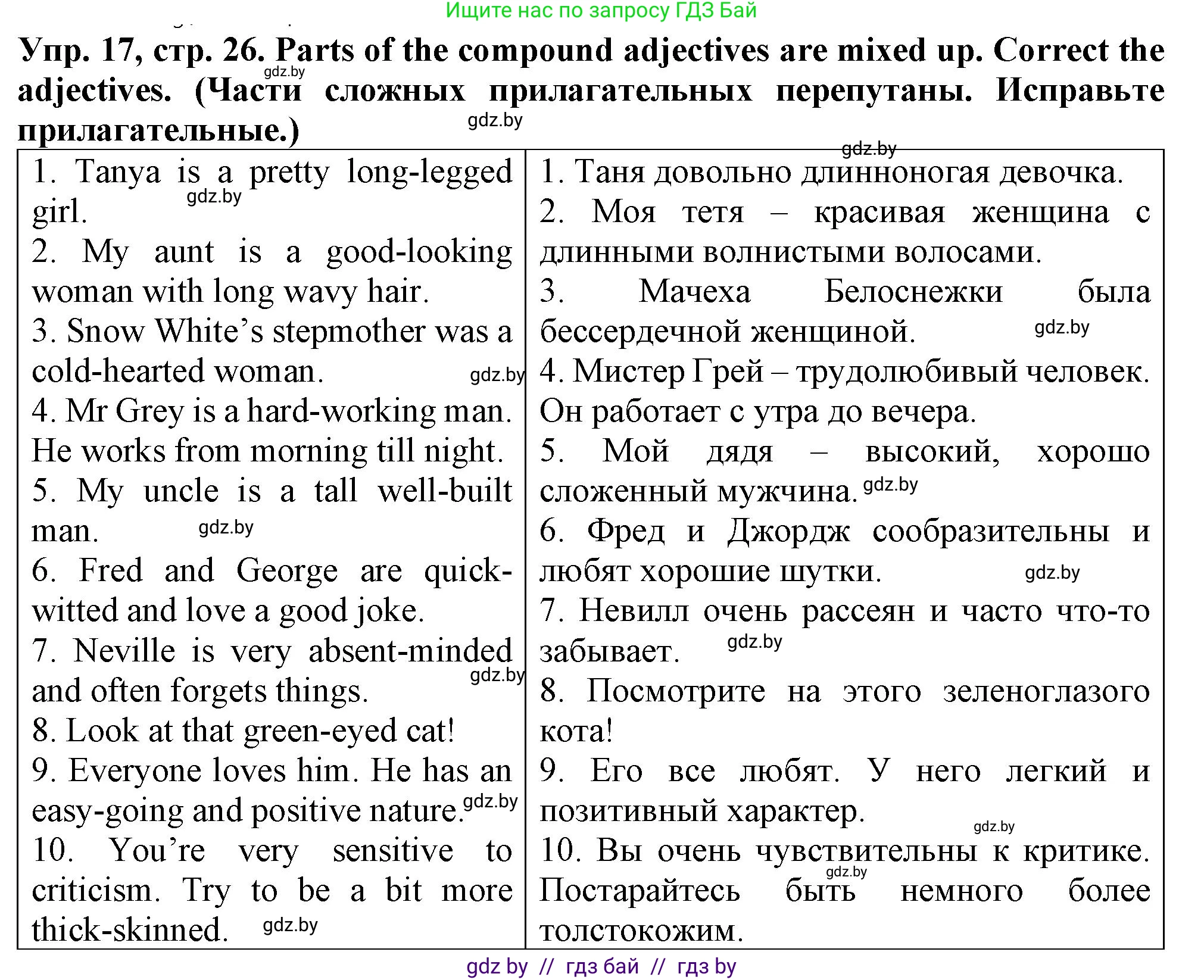 Английский язык (english), 7 класс Тетрадь по грамматике (grammar), авторы: Севрюкова Татьяна Юрьевна, Бушуева Эдите Владиславовна, Юхнель Наталья Валентиновна, издательство Аверсэв, Минск, 2023, страница 26, номер 17, Решение