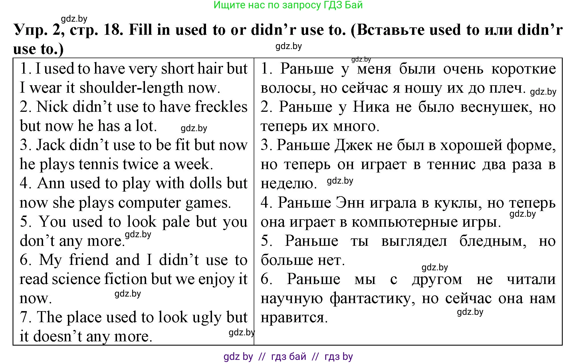 Английский язык (english), 7 класс Тетрадь по грамматике (grammar), авторы: Севрюкова Татьяна Юрьевна, Бушуева Эдите Владиславовна, Юхнель Наталья Валентиновна, издательство Аверсэв, Минск, 2023, страница 18, номер 2, Решение