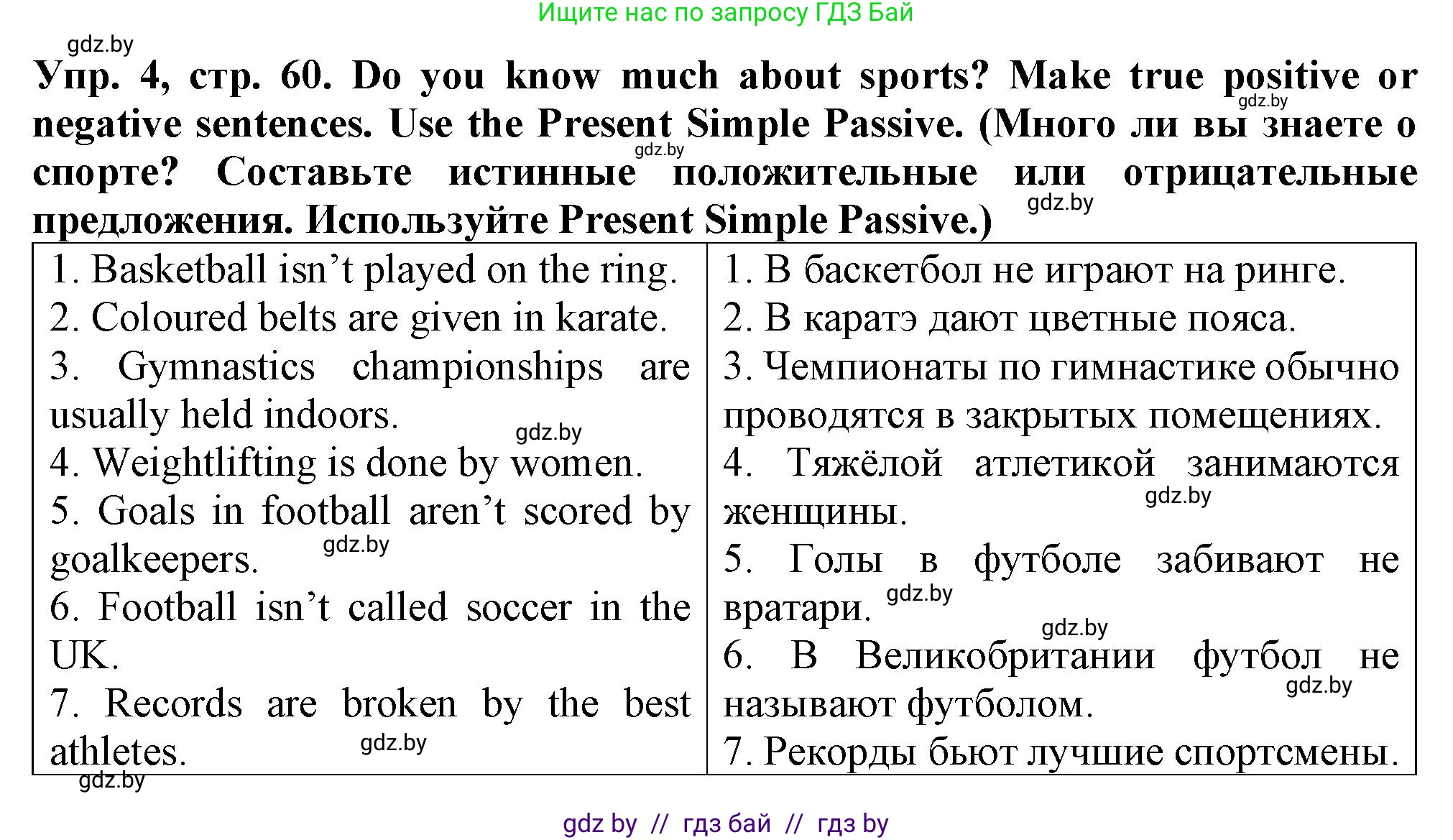 Английский язык (english), 7 класс Тетрадь по грамматике (grammar), авторы: Севрюкова Татьяна Юрьевна, Бушуева Эдите Владиславовна, Юхнель Наталья Валентиновна, издательство Аверсэв, Минск, 2023, страница 60, номер 4, Решение
