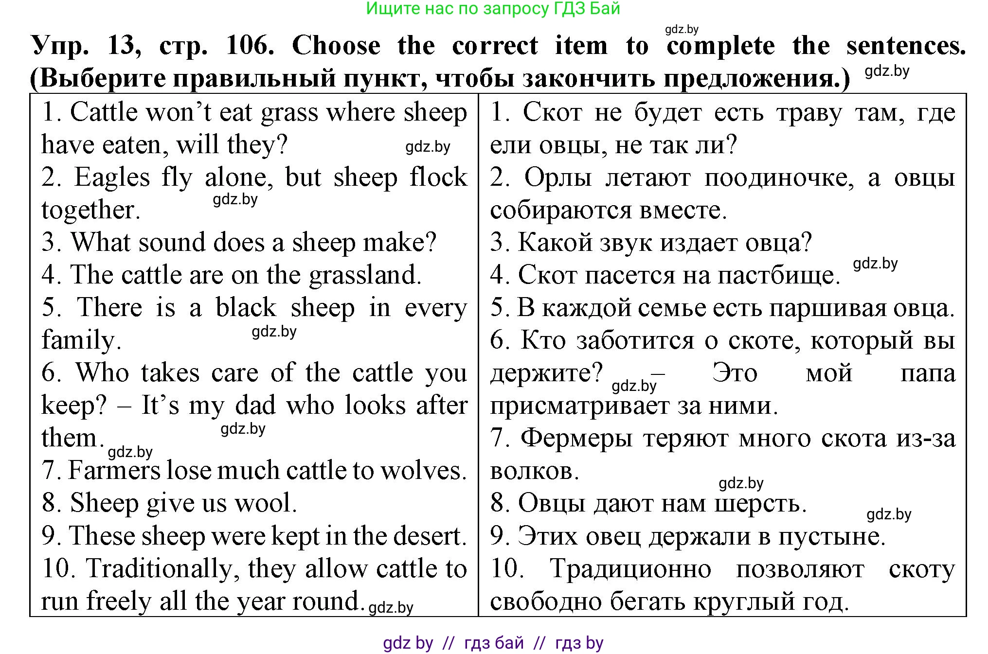 Английский язык (english), 7 класс Тетрадь по грамматике (grammar), авторы: Севрюкова Татьяна Юрьевна, Бушуева Эдите Владиславовна, Юхнель Наталья Валентиновна, издательство Аверсэв, Минск, 2023, страница 106, номер 13, Решение