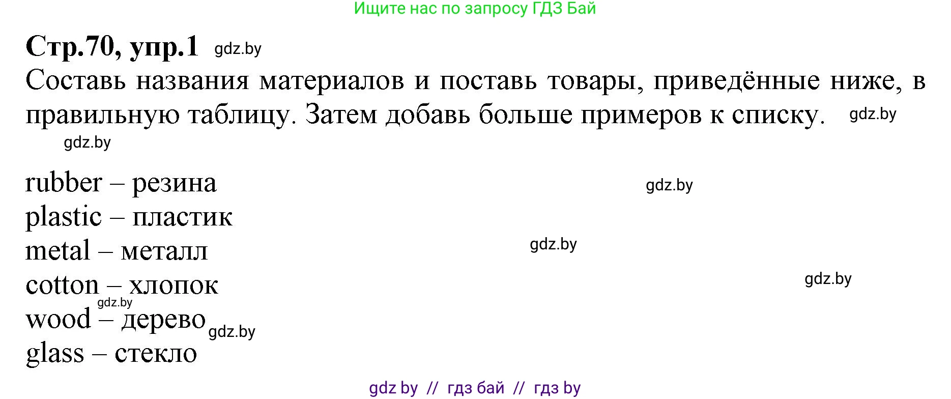 Английский язык (english), 7 класс Рабочая тетрадь (workbook), авторы: Демченко Наталья Валентиновна, Севрюкова Татьяна Юрьевна, Наумова Елена Георгиевна, Юхнель Наталья Валентиновна, Манешина А В, Маслёнченко Н А, Рыбалко О Н, издательство Аверсэв, Минск, 2021, голубого цвета, Часть ( Part) 1, страница 70, номер 1, Решение