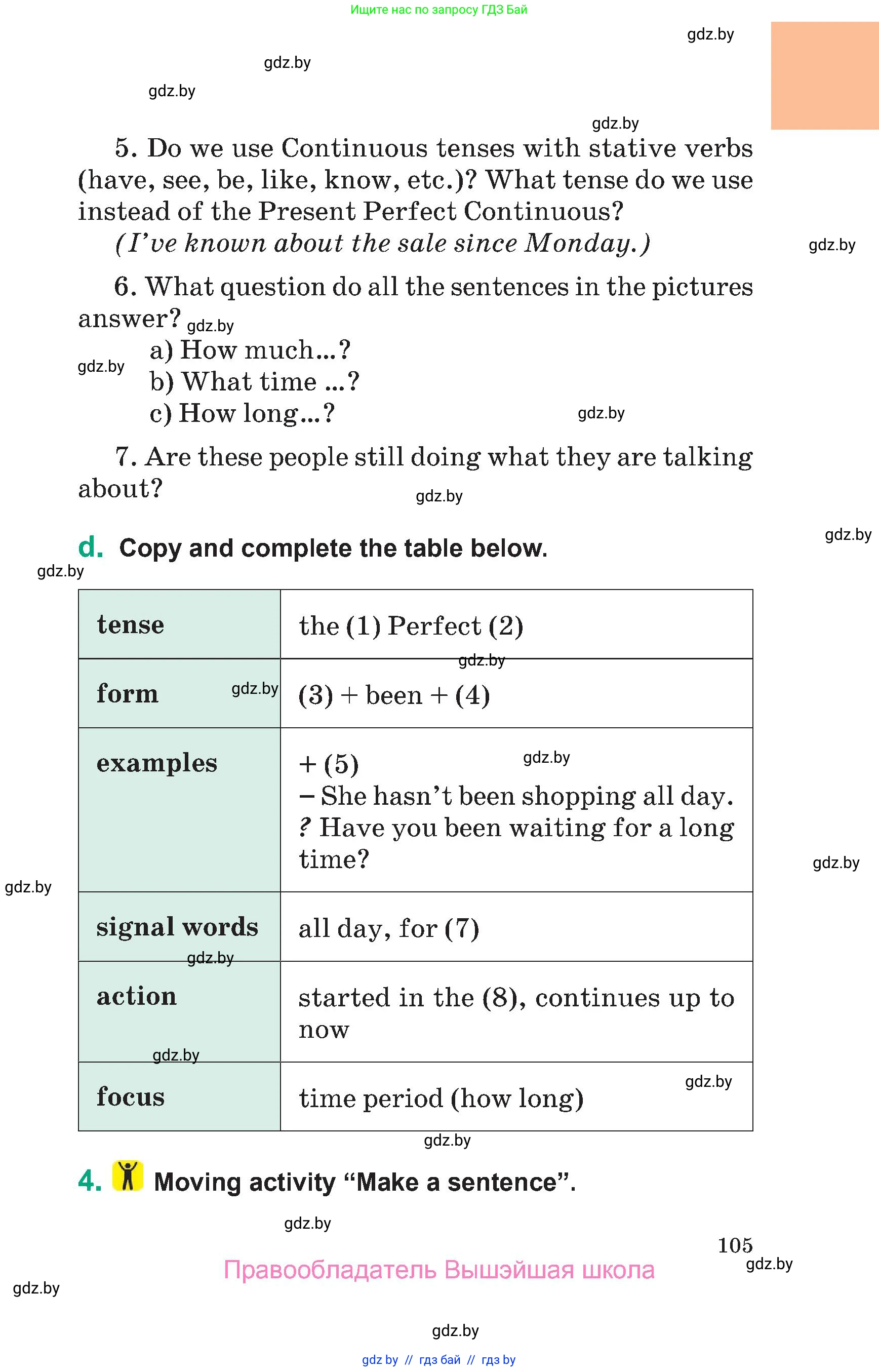 Английский язык (english), 7 класс Учебник (Student's book), авторы: Демченко Наталья Валентиновна, Севрюкова Татьяна Юрьевна, Юхнель Наталья Валентиновна, Наумова Елена Георгиевна, Манешина А В, Маслёнченко Н А, издательство Вышэйшая школа, Минск, 2019, оранжевого цвета, Часть ( Part) 1, страница 105