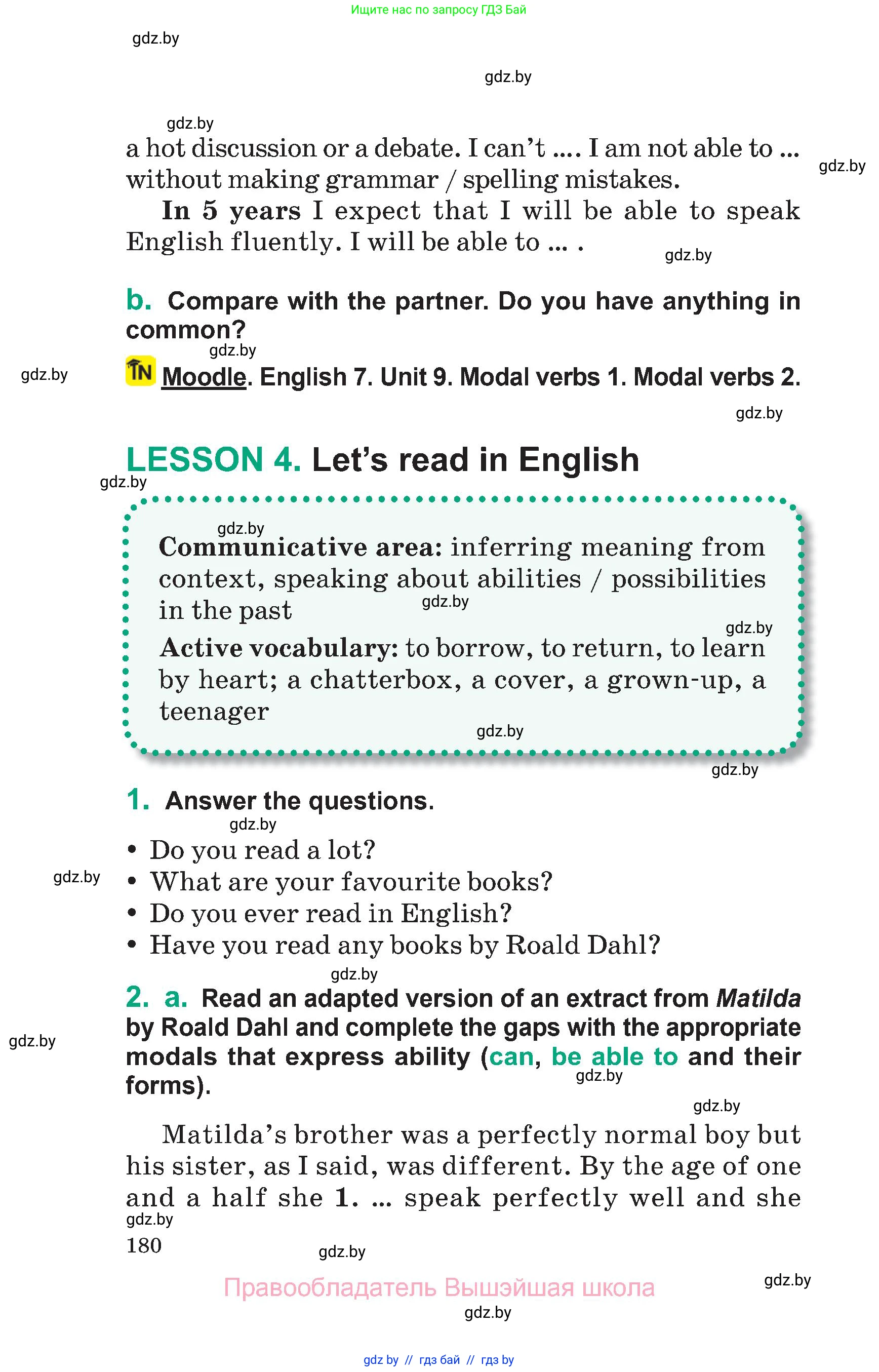 Английский язык (english), 7 класс Учебник (Student's book), авторы: Демченко Наталья Валентиновна, Севрюкова Татьяна Юрьевна, Юхнель Наталья Валентиновна, Наумова Елена Георгиевна, Манешина А В, Маслёнченко Н А, издательство Вышэйшая школа, Минск, 2019, оранжевого цвета, Часть ( Part) 2, страница 180