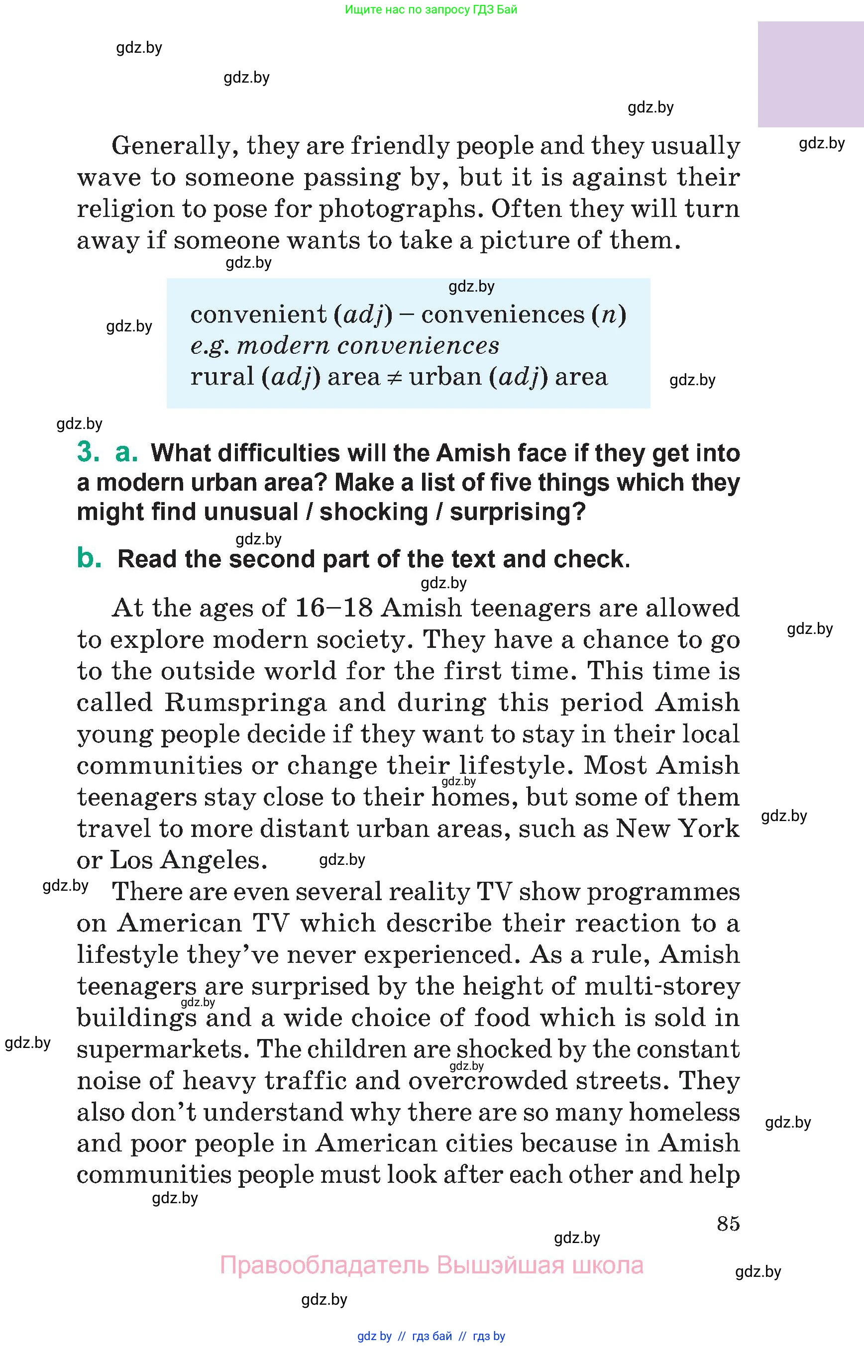 Английский язык (english), 7 класс Учебник (Student's book), авторы: Демченко Наталья Валентиновна, Севрюкова Татьяна Юрьевна, Юхнель Наталья Валентиновна, Наумова Елена Георгиевна, Манешина А В, Маслёнченко Н А, издательство Вышэйшая школа, Минск, 2019, оранжевого цвета, Часть ( Part) 2, страница 85