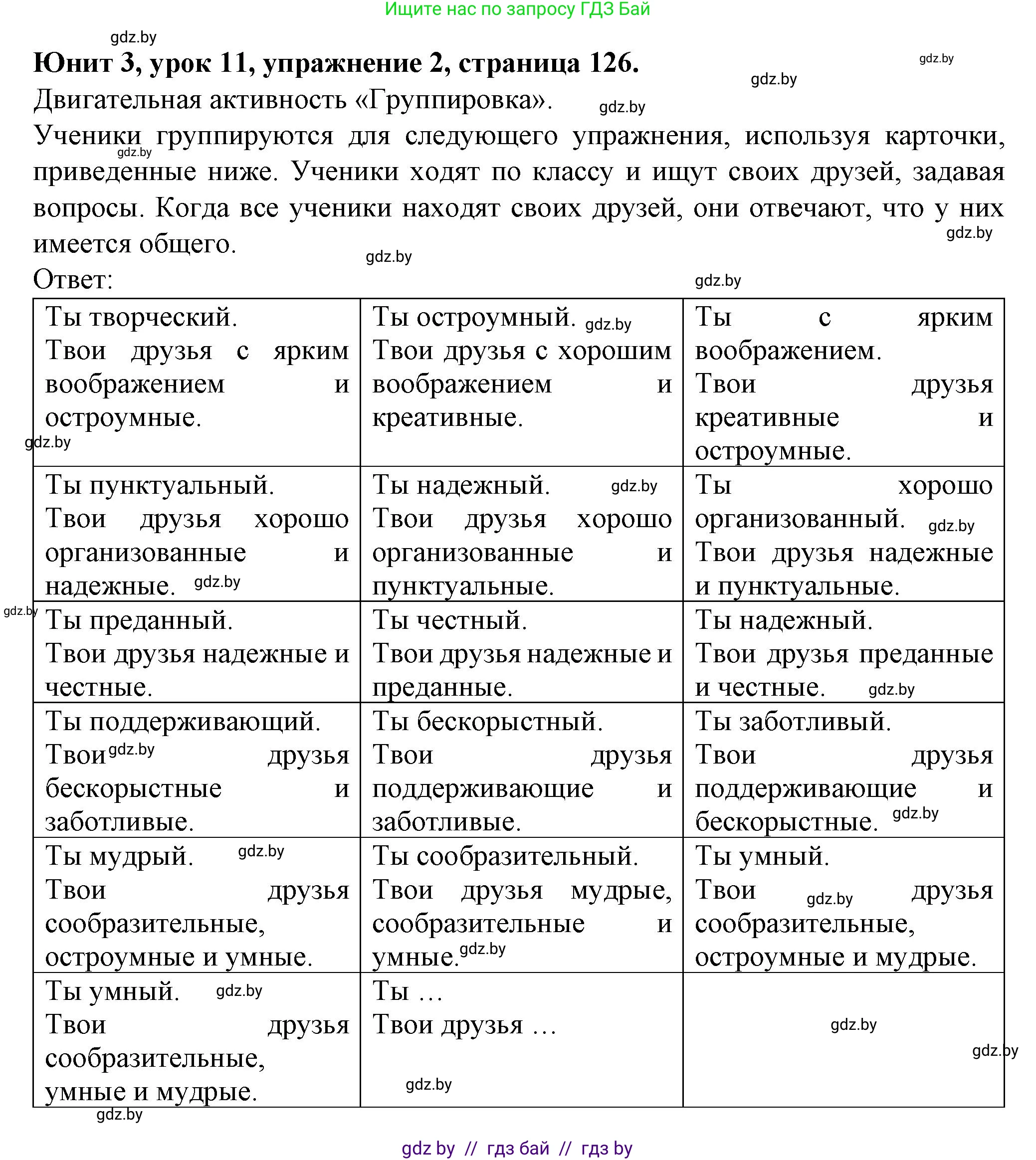 Английский язык (english), 7 класс Учебник (Student's book), авторы: Демченко Наталья Валентиновна, Севрюкова Татьяна Юрьевна, Юхнель Наталья Валентиновна, Наумова Елена Георгиевна, Манешина А В, Маслёнченко Н А, издательство Вышэйшая школа, Минск, 2019, оранжевого цвета, Часть ( Part) 1, страница 126, номер 2, Решение