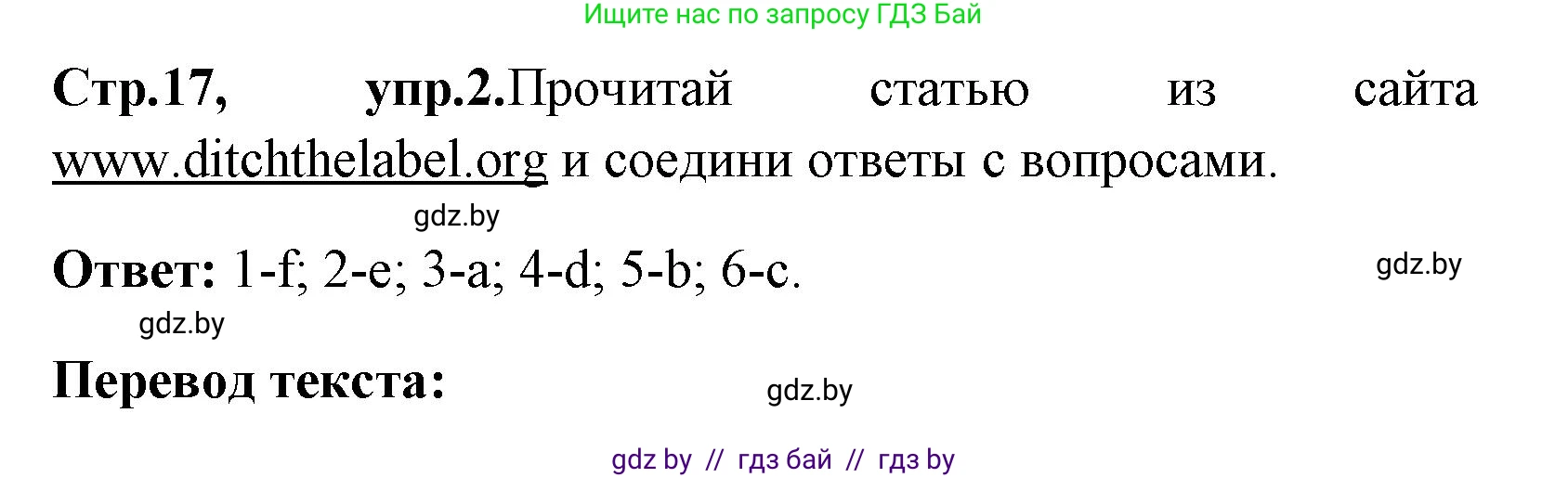 Английский язык (english), 7 класс практикум (activity book ), авторы: Юхнель Наталья Валентиновна, Наумова Елена Георгиевна, Демченко Наталья Валентиновна, Романчук Вероника Романовна, Гуськов А Л, Волков Андрей Валерьевич, издательство Аверсэв, Минск, 2023, Часть ( Part) 1, страница 17, номер 2, Решение