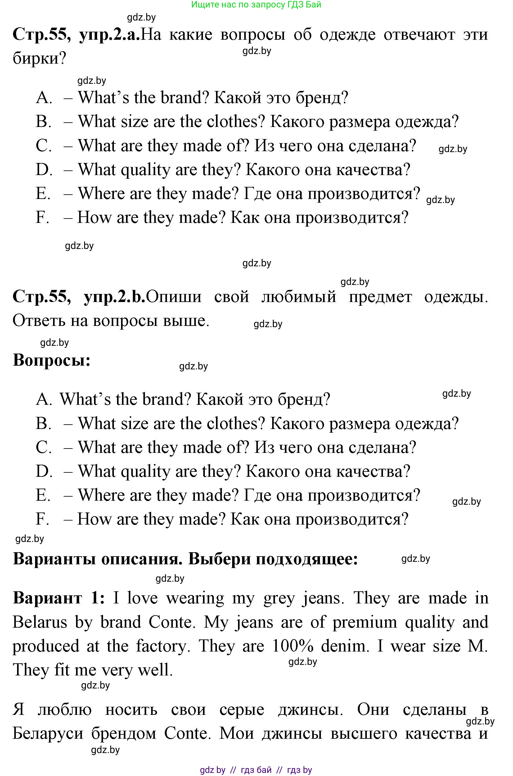 Английский язык (english), 7 класс практикум (activity book ), авторы: Юхнель Наталья Валентиновна, Наумова Елена Георгиевна, Демченко Наталья Валентиновна, Романчук Вероника Романовна, Гуськов А Л, Волков Андрей Валерьевич, издательство Аверсэв, Минск, 2023, Часть ( Part) 1, страница 55, номер 2, Решение