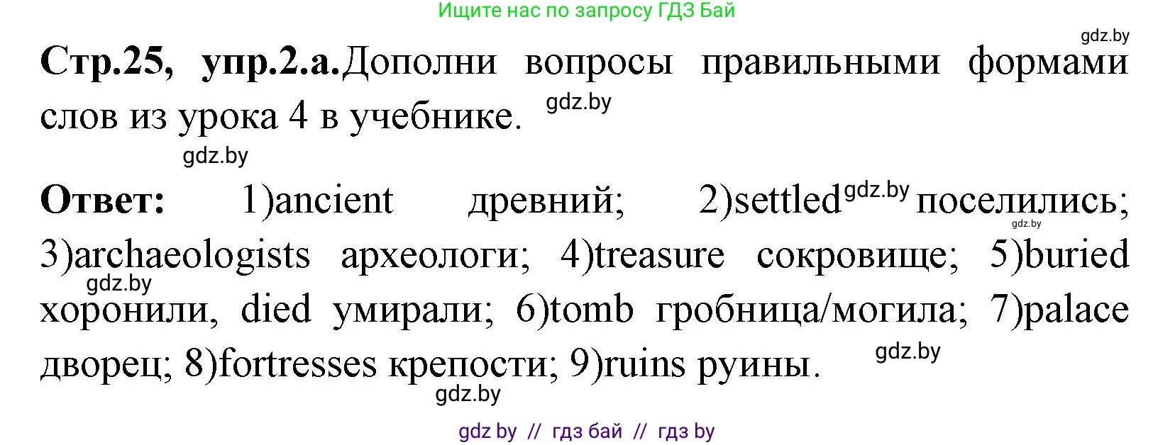 Английский язык (english), 7 класс практикум (activity book ), авторы: Юхнель Наталья Валентиновна, Наумова Елена Георгиевна, Демченко Наталья Валентиновна, Романчук Вероника Романовна, Гуськов А Л, Волков Андрей Валерьевич, издательство Аверсэв, Минск, 2023, Часть ( Part) 2, страница 25, номер 2, Решение