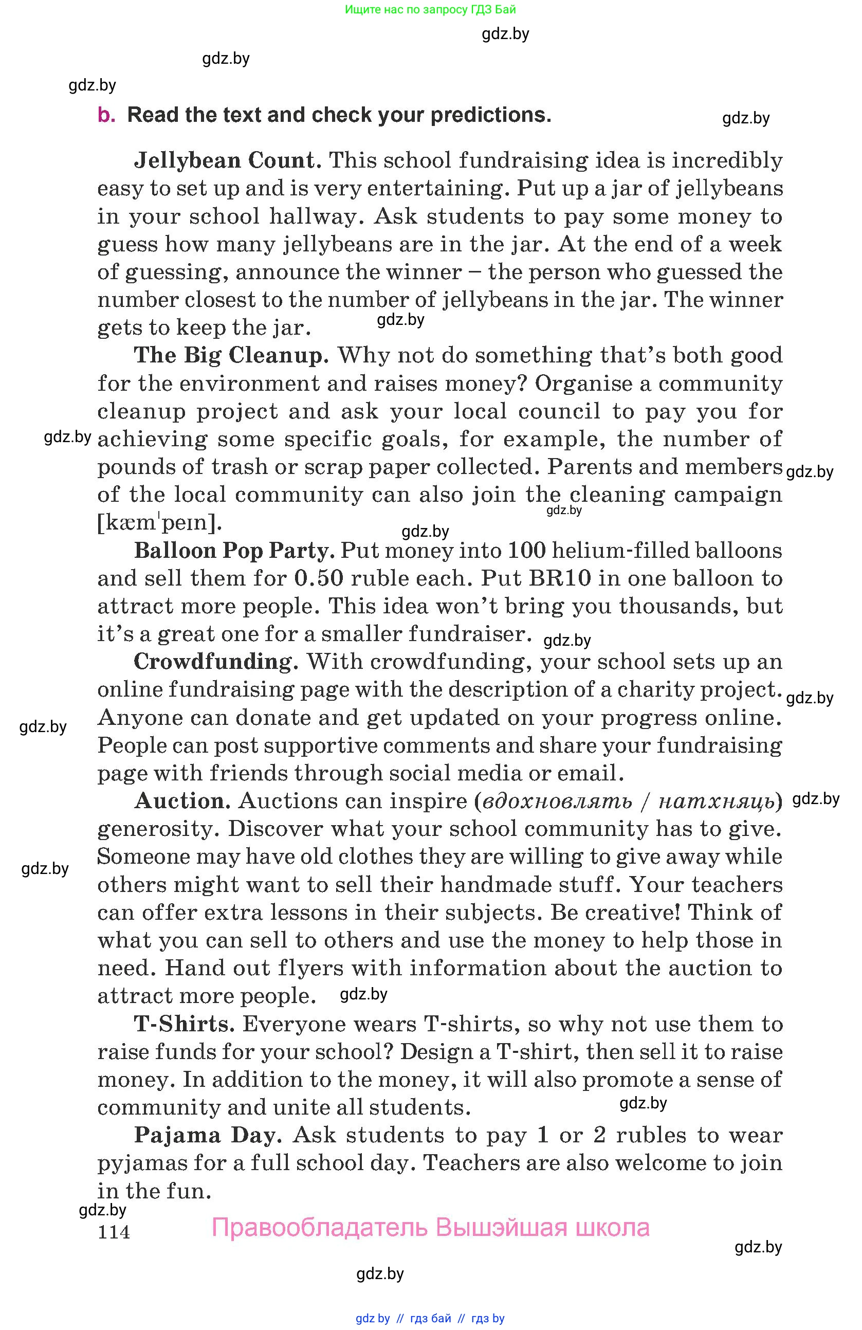 Английский язык (english), 8 класс Учебник, авторы: Демченко Наталья Валентиновна, Севрюкова Татьяна Юрьевна, Наумова Елена Георгиевна, Рыбалко О Н, Манешина А В, Маслёнченко Н А, Бушуева Эдите Владиславовна, издательство Вышэйшая школа, Минск, 2020, розового цвета, страница 114
