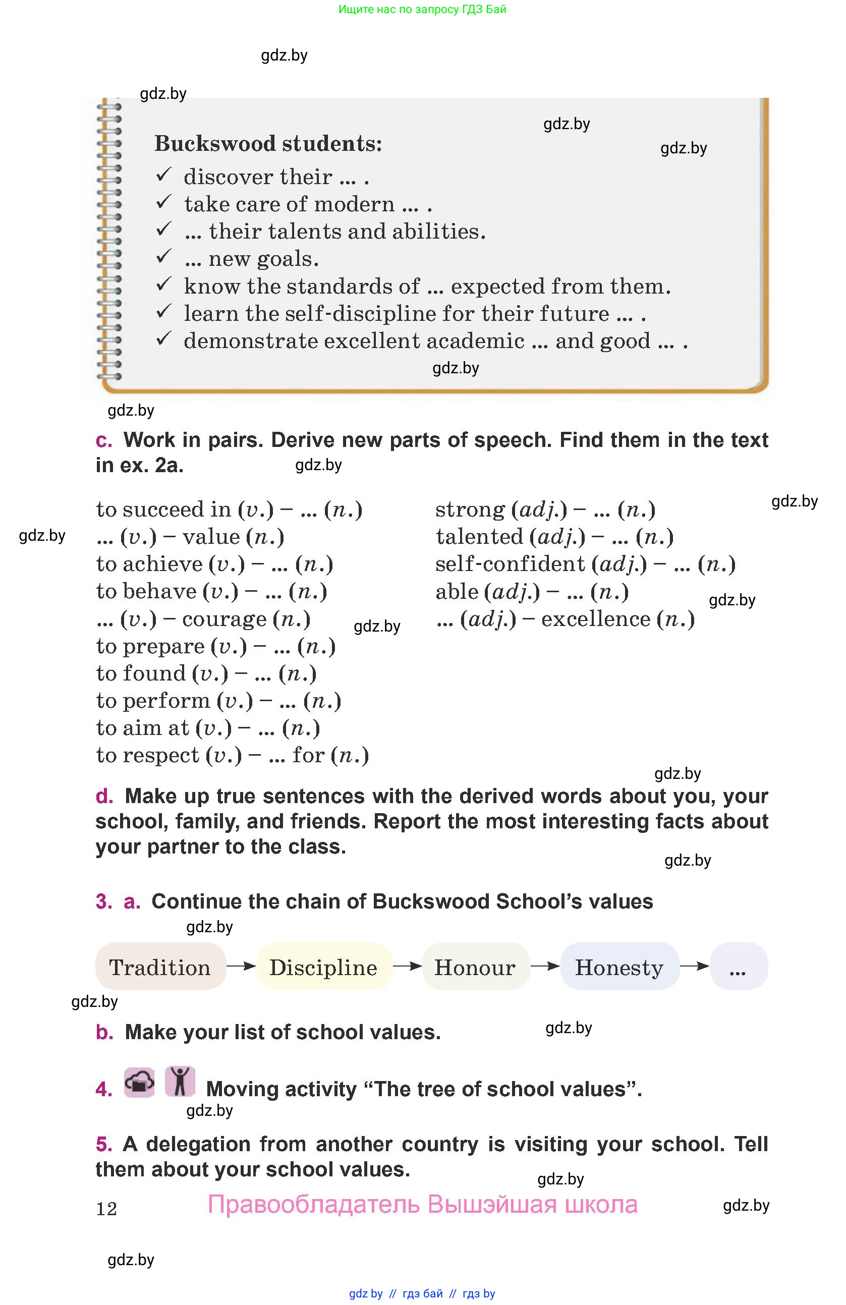 Английский язык (english), 8 класс Учебник, авторы: Демченко Наталья Валентиновна, Севрюкова Татьяна Юрьевна, Наумова Елена Георгиевна, Рыбалко О Н, Манешина А В, Маслёнченко Н А, Бушуева Эдите Владиславовна, издательство Вышэйшая школа, Минск, 2020, розового цвета, Часть ( Part) 1, страница 12