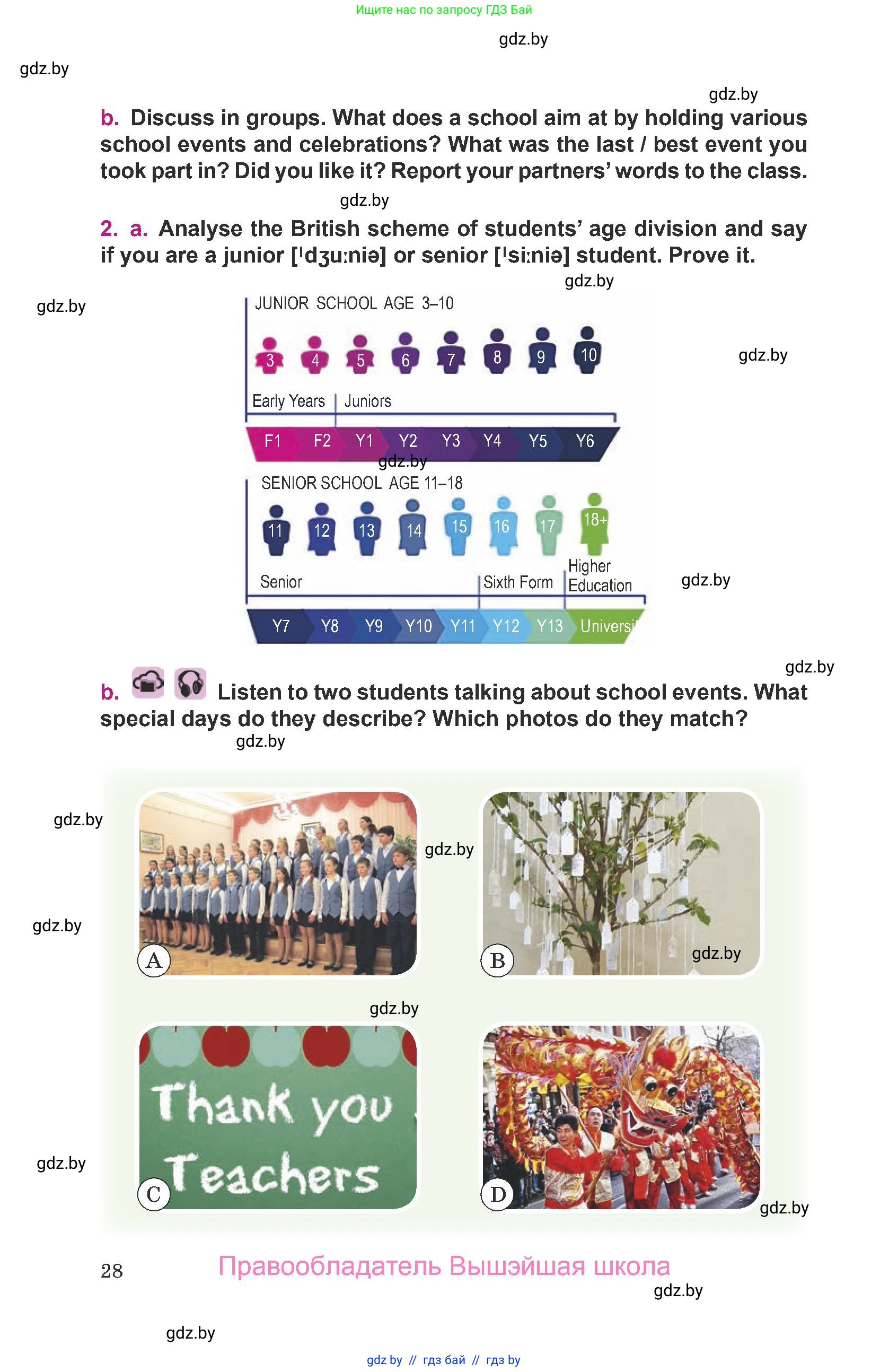 Английский язык (english), 8 класс Учебник, авторы: Демченко Наталья Валентиновна, Севрюкова Татьяна Юрьевна, Наумова Елена Георгиевна, Рыбалко О Н, Манешина А В, Маслёнченко Н А, Бушуева Эдите Владиславовна, издательство Вышэйшая школа, Минск, 2020, розового цвета, Часть ( Part) 1, страница 28