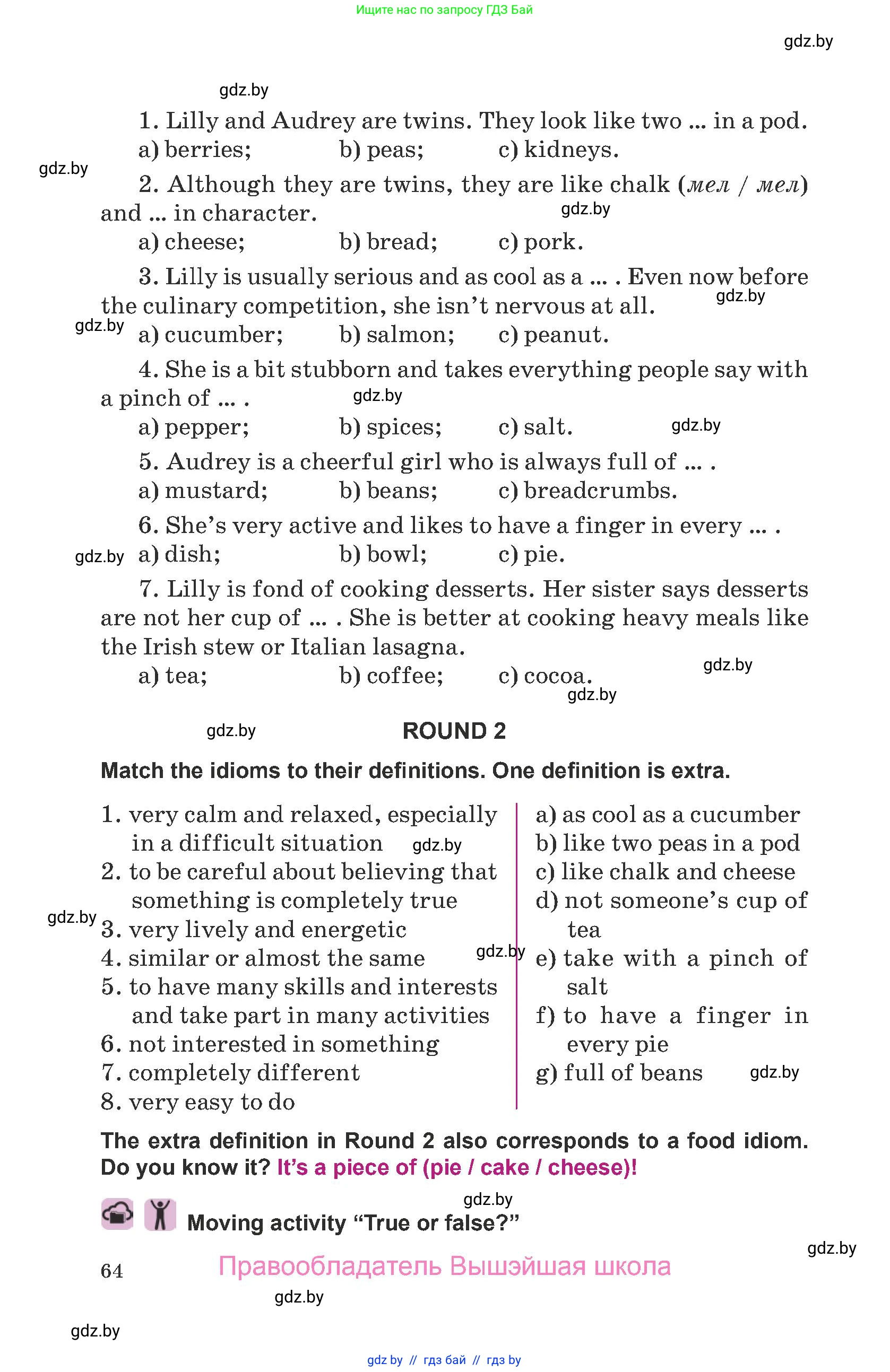 Английский язык (english), 8 класс Учебник, авторы: Демченко Наталья Валентиновна, Севрюкова Татьяна Юрьевна, Наумова Елена Георгиевна, Рыбалко О Н, Манешина А В, Маслёнченко Н А, Бушуева Эдите Владиславовна, издательство Вышэйшая школа, Минск, 2020, розового цвета, страница 64