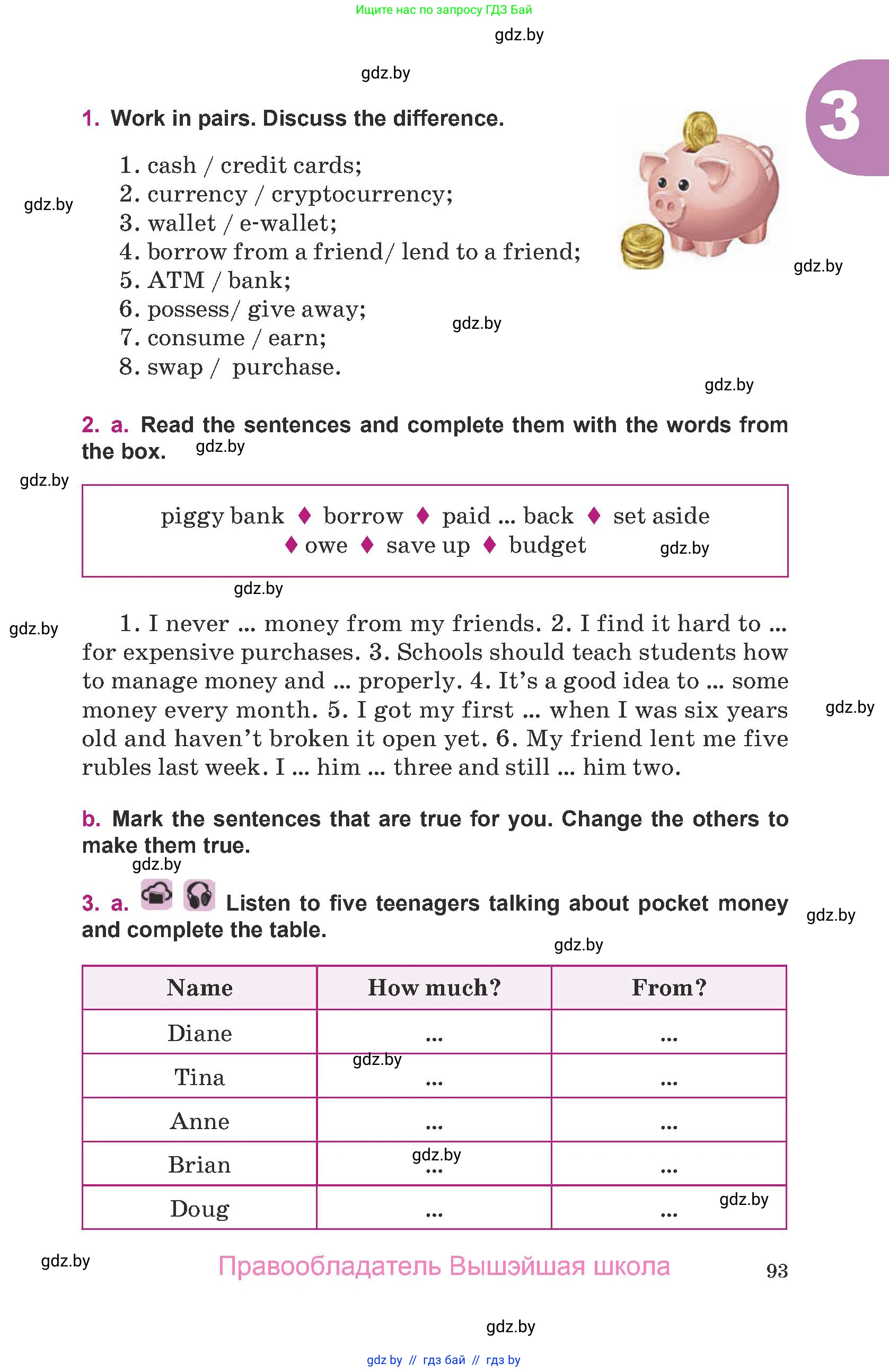 Английский язык (english), 8 класс Учебник, авторы: Демченко Наталья Валентиновна, Севрюкова Татьяна Юрьевна, Наумова Елена Георгиевна, Рыбалко О Н, Манешина А В, Маслёнченко Н А, Бушуева Эдите Владиславовна, издательство Вышэйшая школа, Минск, 2020, розового цвета, Часть ( Part) 1, страница 93