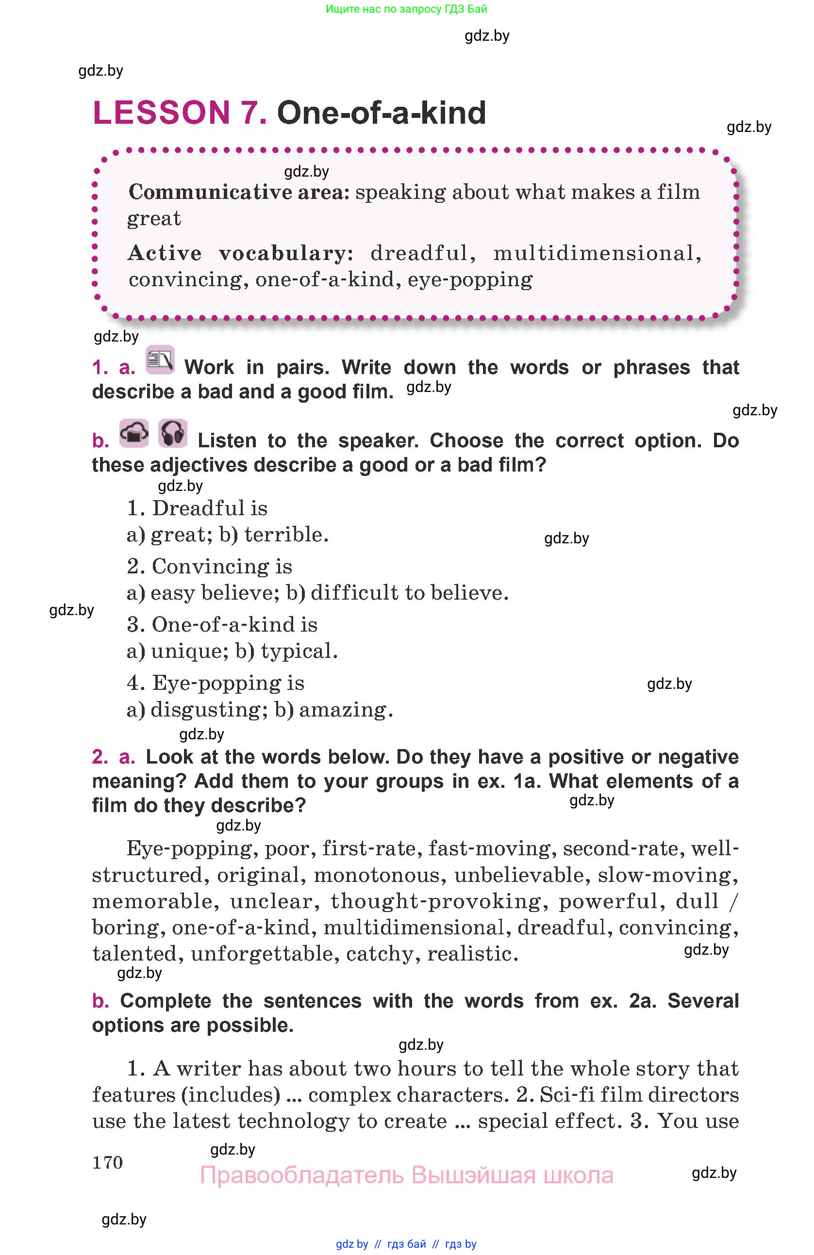 Английский язык (english), 8 класс Учебник, авторы: Демченко Наталья Валентиновна, Севрюкова Татьяна Юрьевна, Наумова Елена Георгиевна, Рыбалко О Н, Манешина А В, Маслёнченко Н А, Бушуева Эдите Владиславовна, издательство Вышэйшая школа, Минск, 2020, розового цвета, Часть ( Part) 2, страница 170