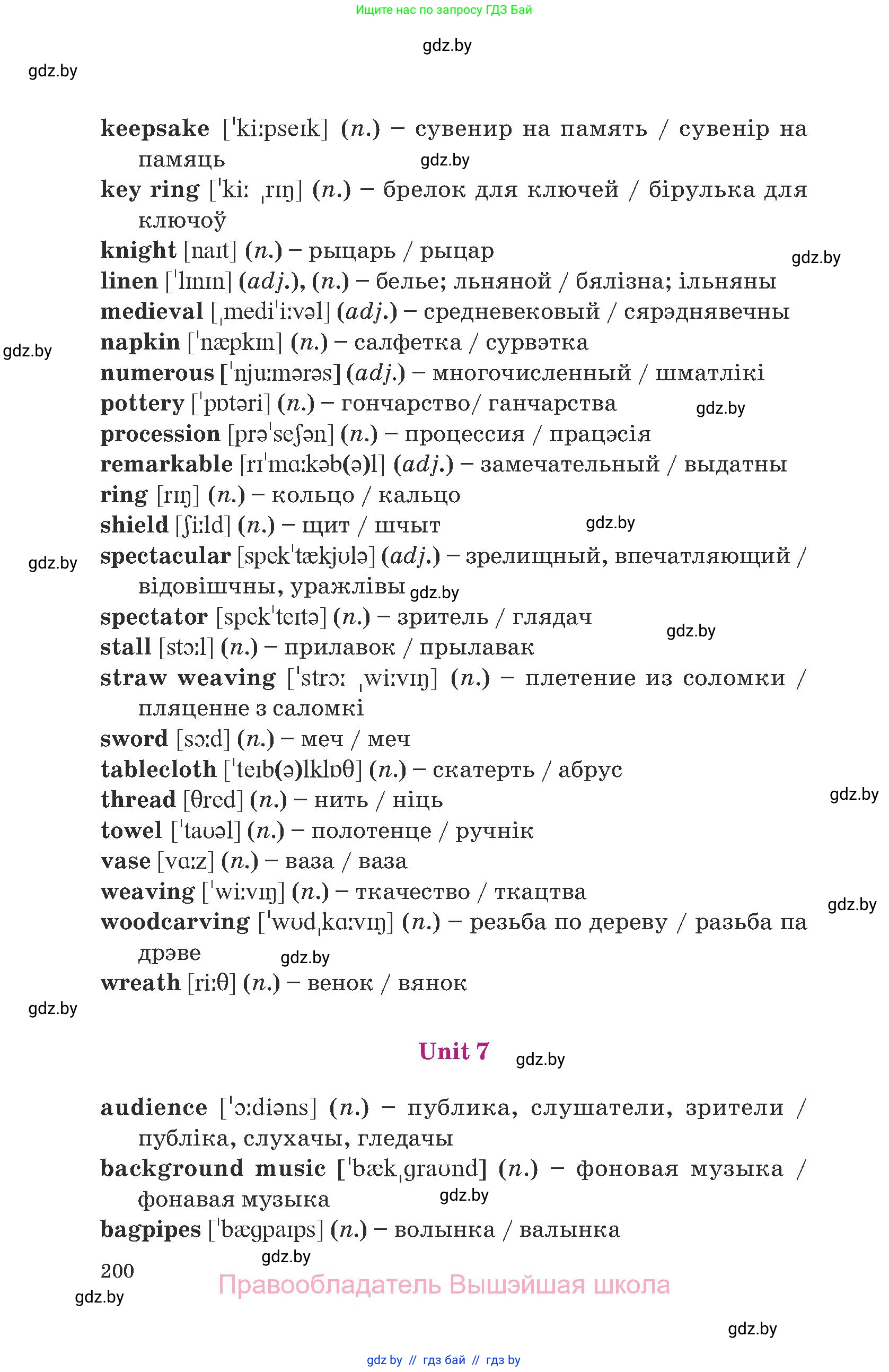 Английский язык (english), 8 класс Учебник, авторы: Демченко Наталья Валентиновна, Севрюкова Татьяна Юрьевна, Наумова Елена Георгиевна, Рыбалко О Н, Манешина А В, Маслёнченко Н А, Бушуева Эдите Владиславовна, издательство Вышэйшая школа, Минск, 2020, розового цвета, страница 200