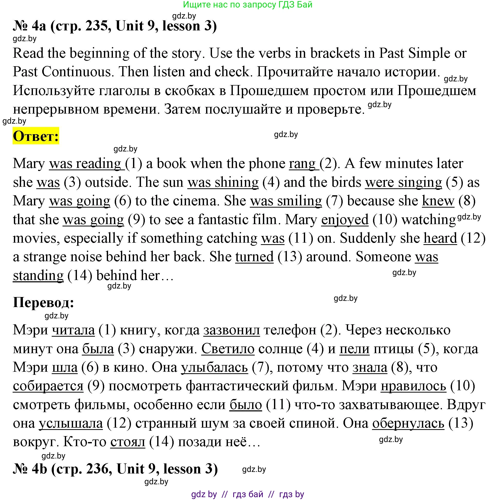 Английский язык (english), 8 класс Учебник, авторы: Лапицкая Людмила Михайловна (Lapitskaya Ludmila), Демченко Наталья Валентиновна, Калишевич Алла Ивановна, Юхнель Наталья Валентиновна, Волков Андрей Валерьевич, Севрюкова Татьяна Юрьевна, издательство Вышэйшая школа, Минск, 2021, бирюзового цвета, страница 235, номер 4, Решение