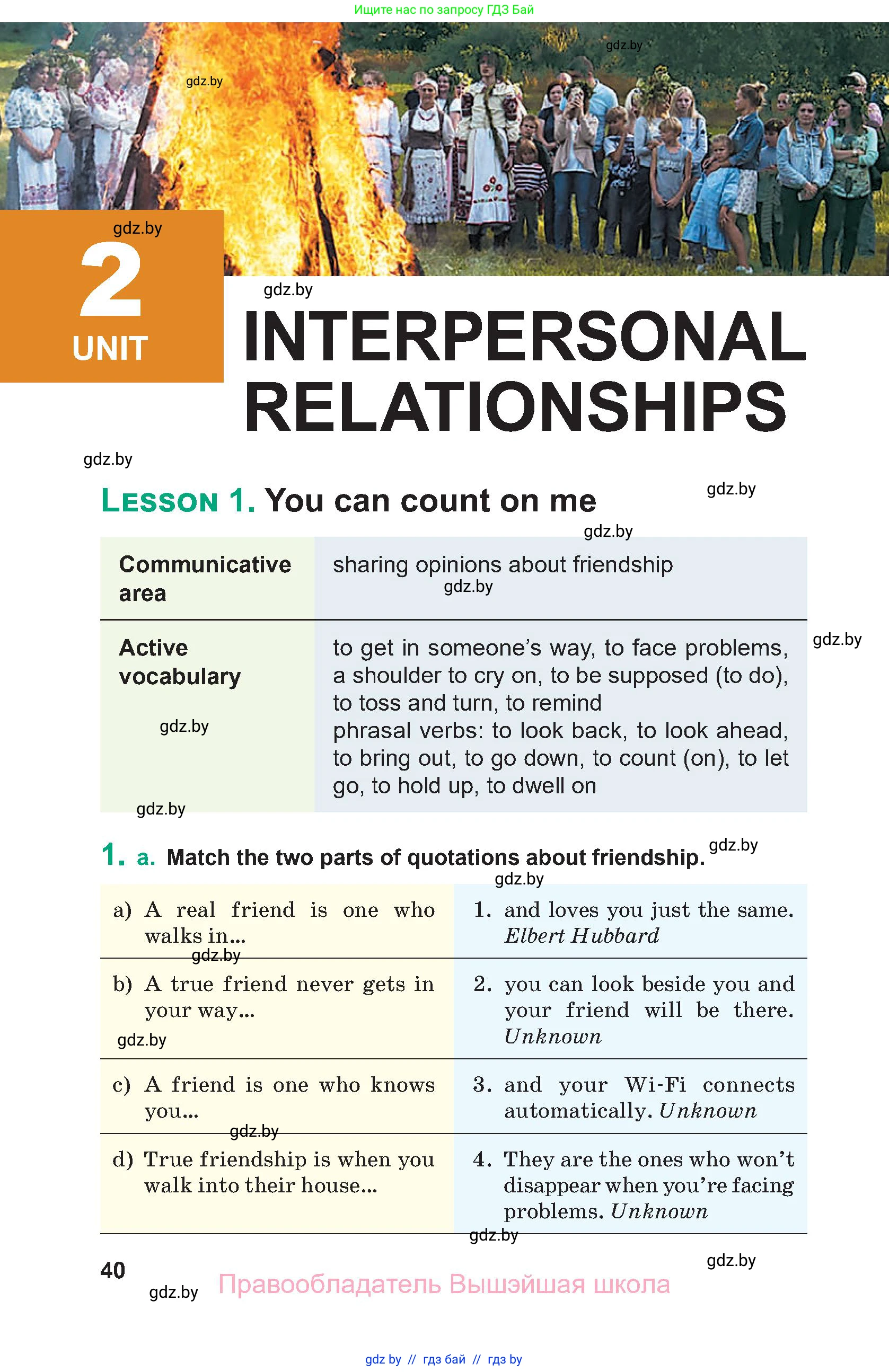 Английский язык (english), 9 класс Учебник (Student's book), авторы: Демченко Наталья Валентиновна, Юхнель Наталья Валентиновна, Романчук Вероника Романовна, Малиновская Елена Александровна, Севрюкова Татьяна Юрьевна, издательство Вышэйшая школа, Минск, 2022, белого цвета, Часть ( Part) 1, страница 40