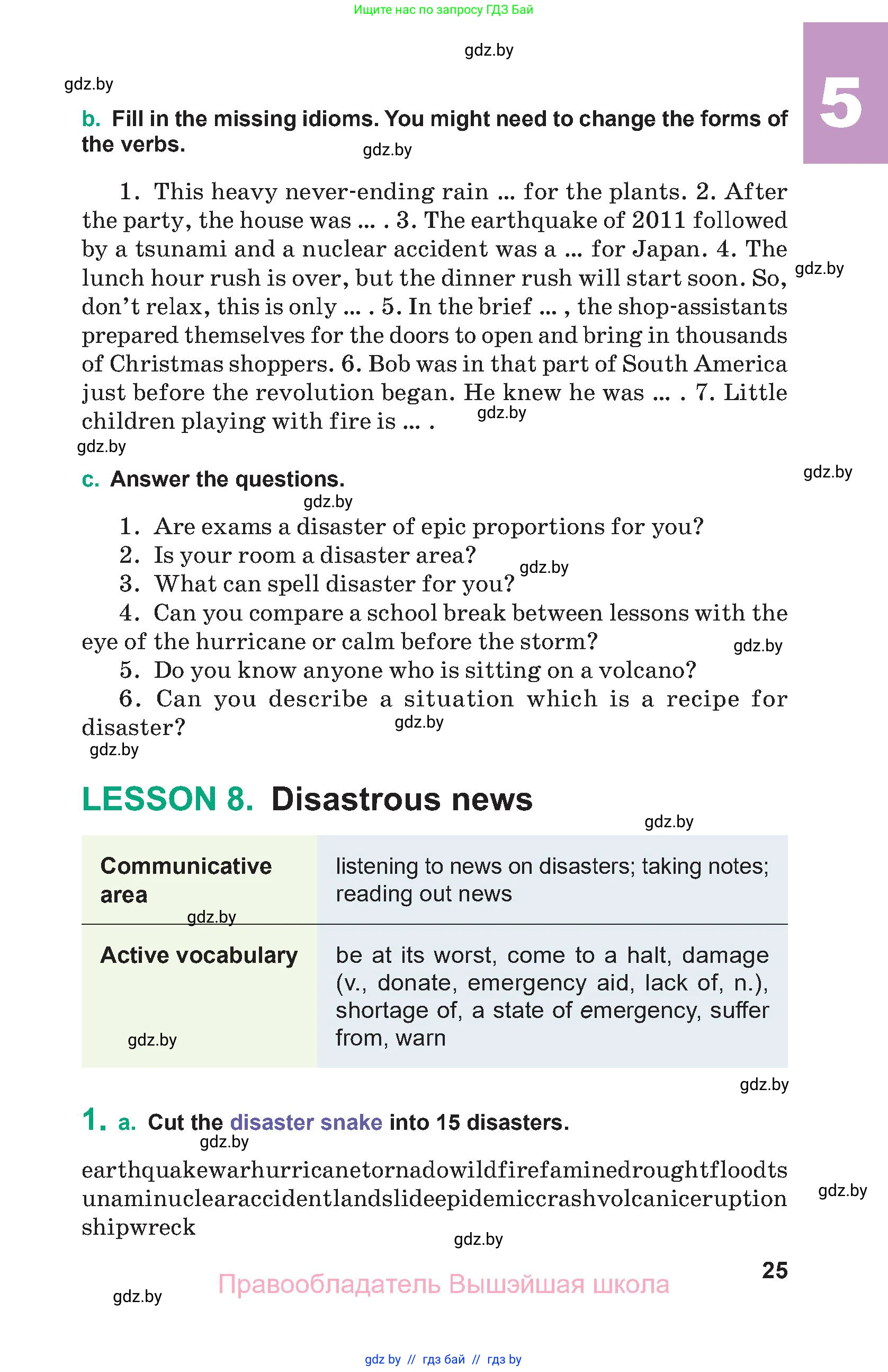 Английский язык (english), 9 класс Учебник (Student's book), авторы: Демченко Наталья Валентиновна, Юхнель Наталья Валентиновна, Романчук Вероника Романовна, Малиновская Елена Александровна, Севрюкова Татьяна Юрьевна, издательство Вышэйшая школа, Минск, 2022, белого цвета, Часть ( Part) 2, страница 25