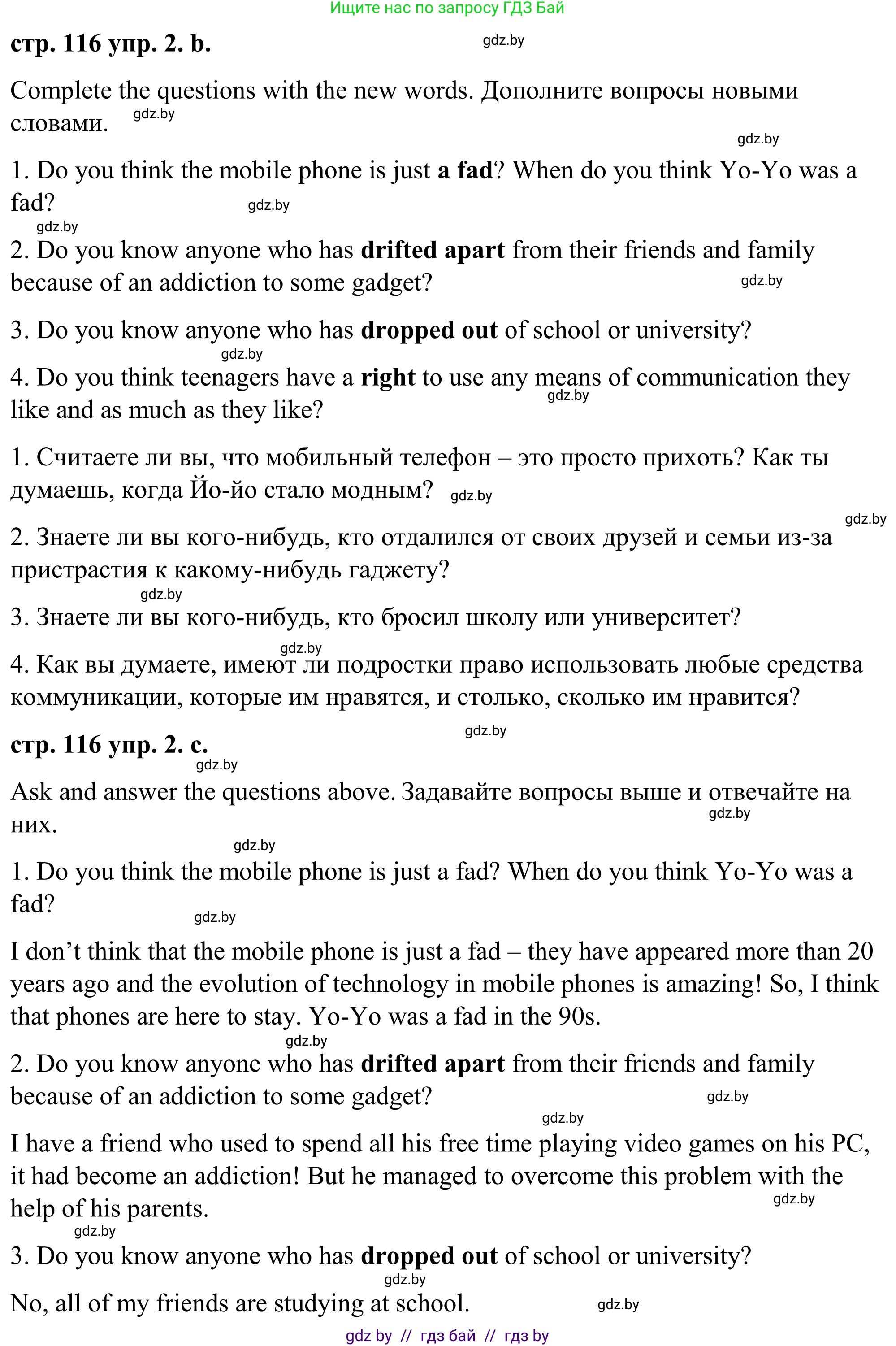 Английский язык (english), 9 класс Учебник (Student's book), авторы: Демченко Наталья Валентиновна, Юхнель Наталья Валентиновна, Романчук Вероника Романовна, Малиновская Елена Александровна, Севрюкова Татьяна Юрьевна, издательство Вышэйшая школа, Минск, 2022, белого цвета, Часть ( Part) 2, страница 116, номер 2, Решение (продолжение 2)