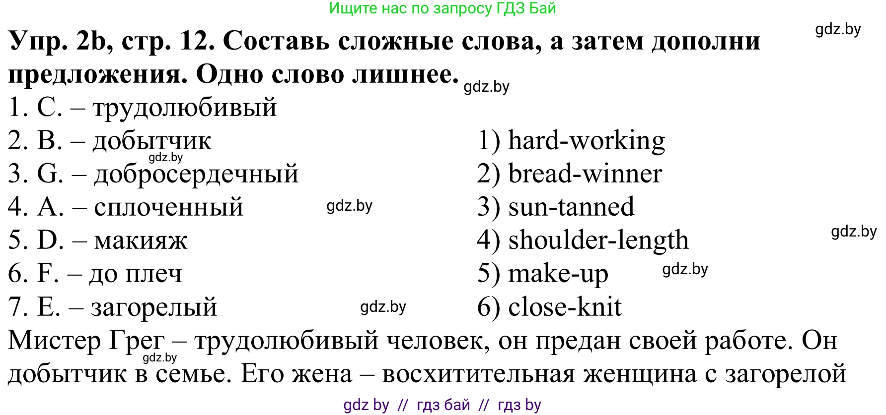 Английский язык (english), 9 класс Рабочая тетрадь (workbook), авторы: Лапицкая Людмила Михайловна (Lapitskaya Ludmila), Демченко Наталья Валентиновна, Волков Андрей Валерьевич, Калишевич Алла Ивановна, Севрюкова Татьяна Юрьевна, Юхнель Наталья Валентиновна, издательство Аверсэв, Минск, 2019, голубого цвета, Часть ( Part) 1, страница 12, номер 2b, Решение