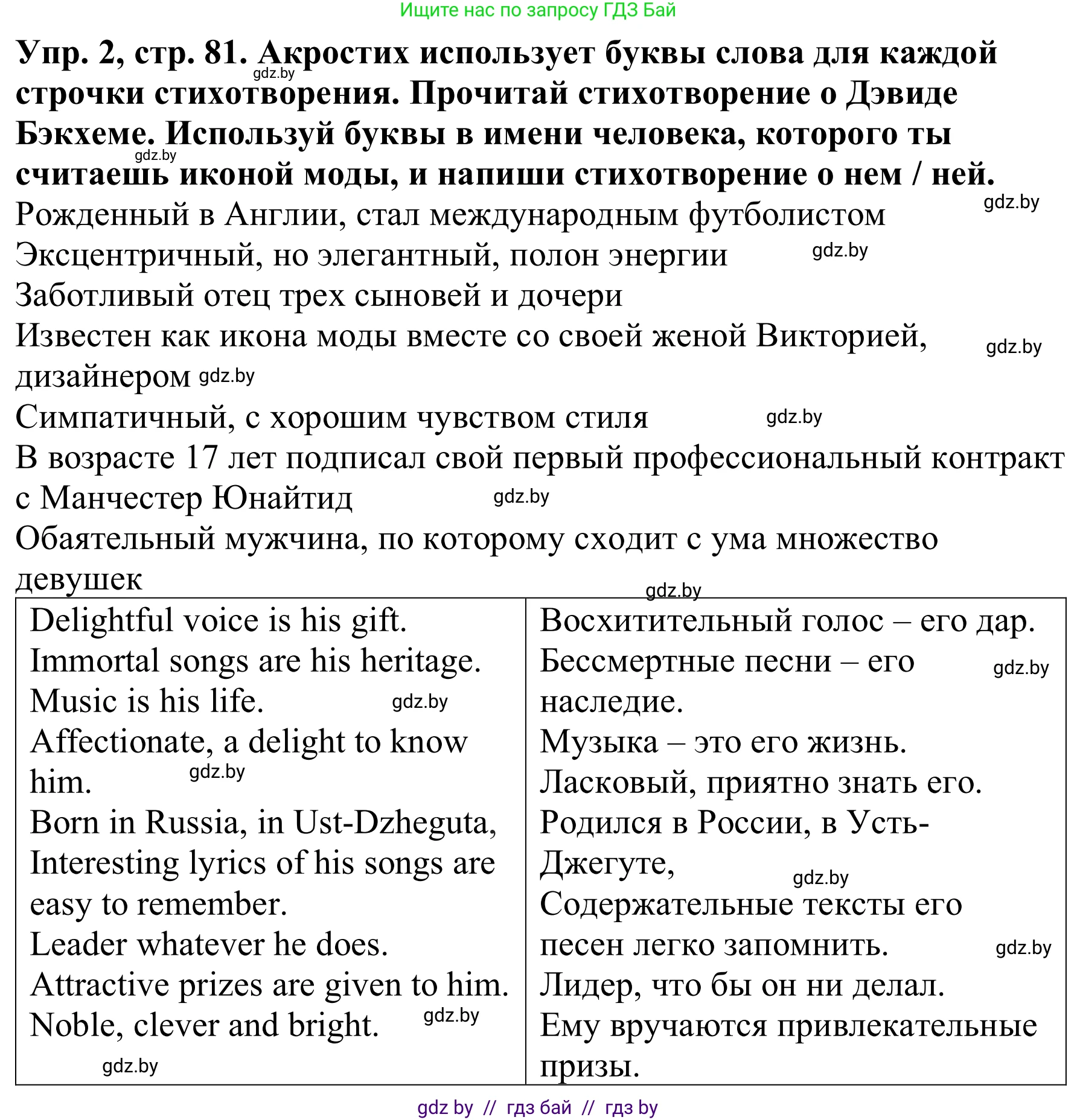 Английский язык (english), 9 класс Рабочая тетрадь (workbook), авторы: Лапицкая Людмила Михайловна (Lapitskaya Ludmila), Демченко Наталья Валентиновна, Волков Андрей Валерьевич, Калишевич Алла Ивановна, Севрюкова Татьяна Юрьевна, Юхнель Наталья Валентиновна, издательство Аверсэв, Минск, 2019, голубого цвета, Часть ( Part) 1, страница 81, номер 2, Решение