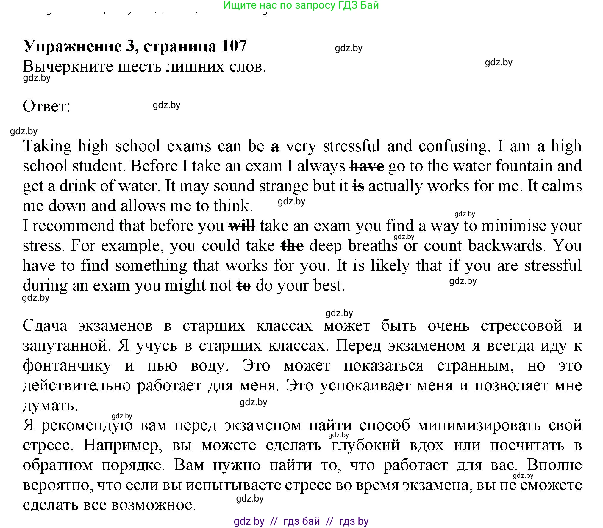 Английский язык (english), 9 класс Рабочая тетрадь (workbook), авторы: Лапицкая Людмила Михайловна (Lapitskaya Ludmila), Демченко Наталья Валентиновна, Волков Андрей Валерьевич, Калишевич Алла Ивановна, Севрюкова Татьяна Юрьевна, Юхнель Наталья Валентиновна, издательство Аверсэв, Минск, 2019, голубого цвета, Часть ( Part) 2, страница 107, номер 3, Решение 2