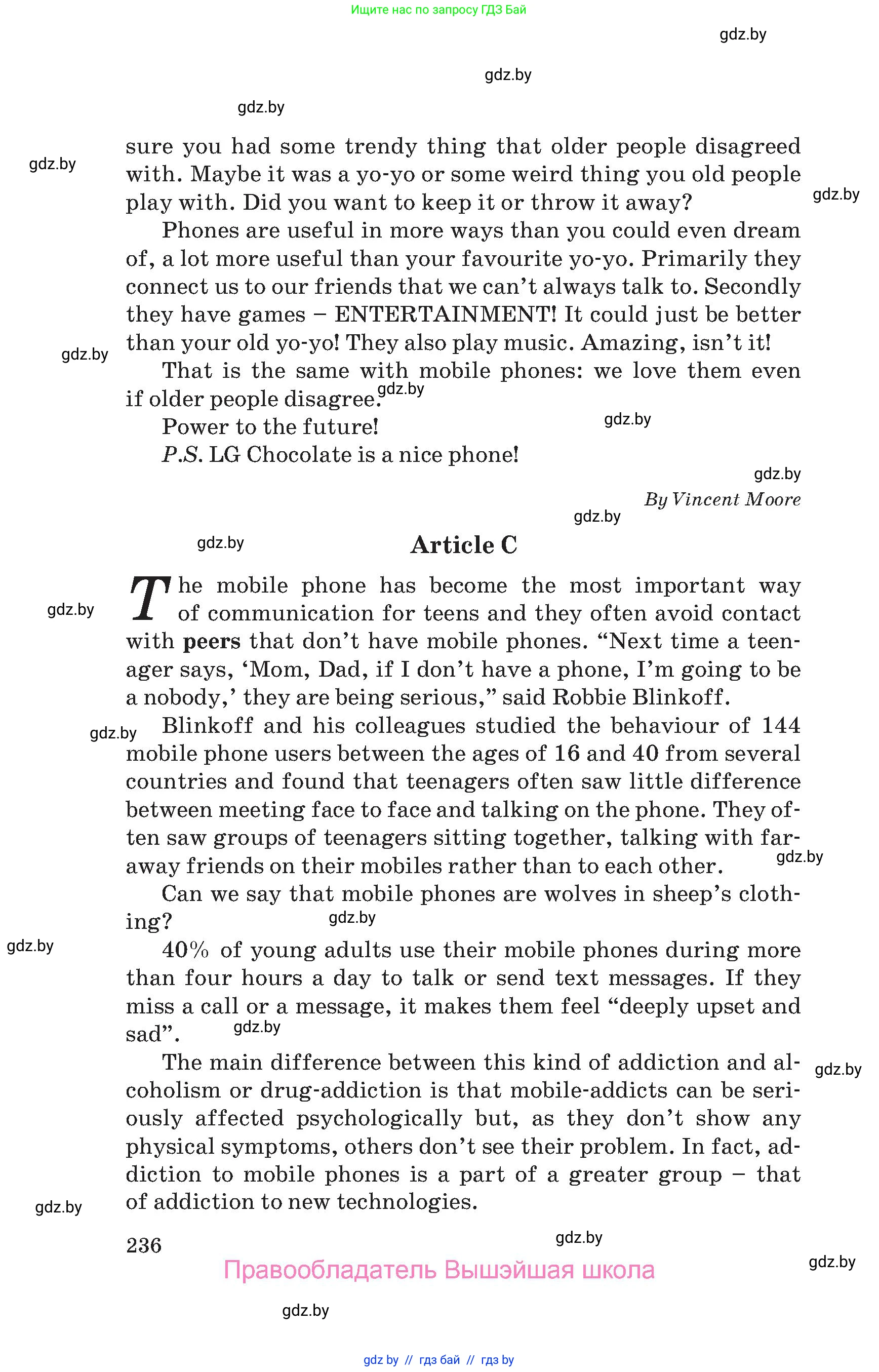 Английский язык (english), 9 класс Учебник (Student's book), авторы: Лапицкая Людмила Михайловна (Lapitskaya Ludmila), Демченко Наталья Валентиновна, Волков Андрей Валерьевич, Калишевич Алла Ивановна, Севрюкова Татьяна Юрьевна, Юхнель Наталья Валентиновна, издательство Вышэйшая школа, Минск, 2018, страница 236